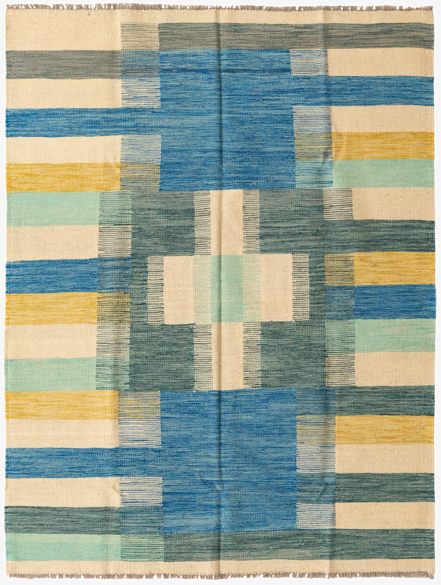  5' x 6' 9  Hand Woven Kilim Modern Wool Rug