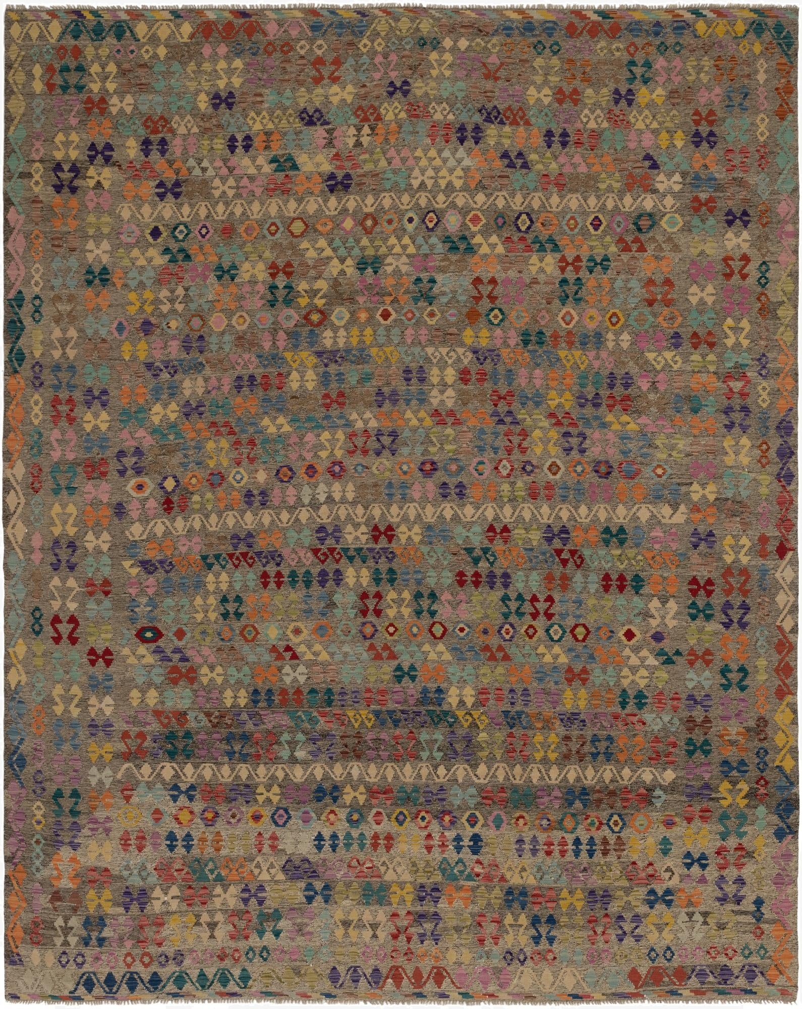  10' 4 x 13' 2  Hand Woven Kilim Modern Wool Rug