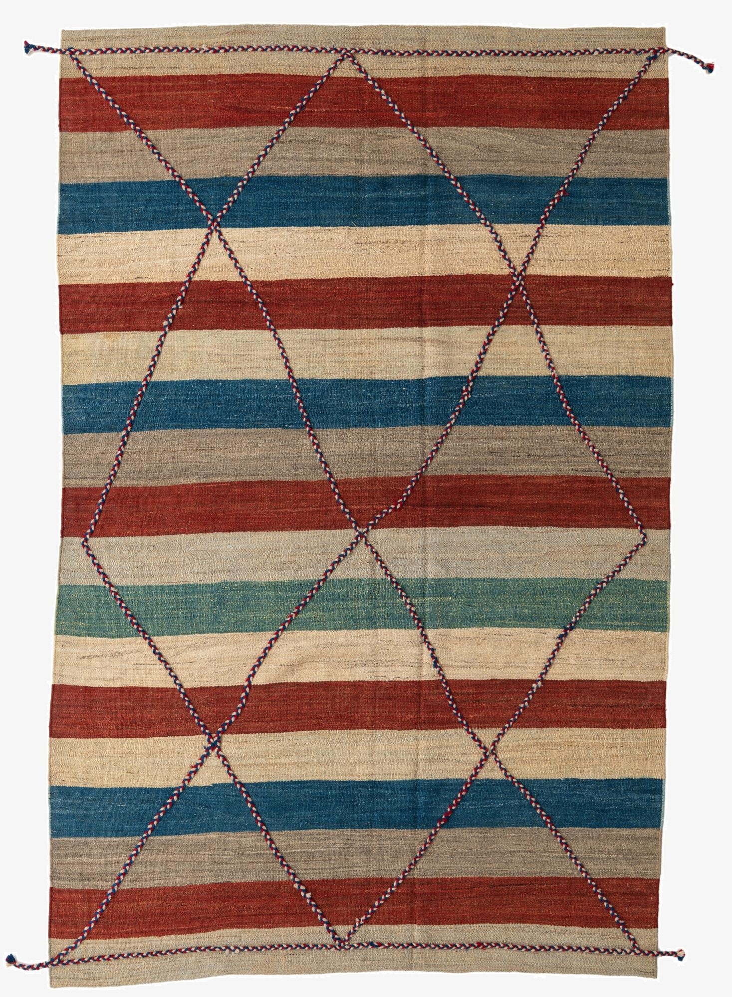  6' 3 x 9' 9  Hand Woven Kilim Modern Wool Rug