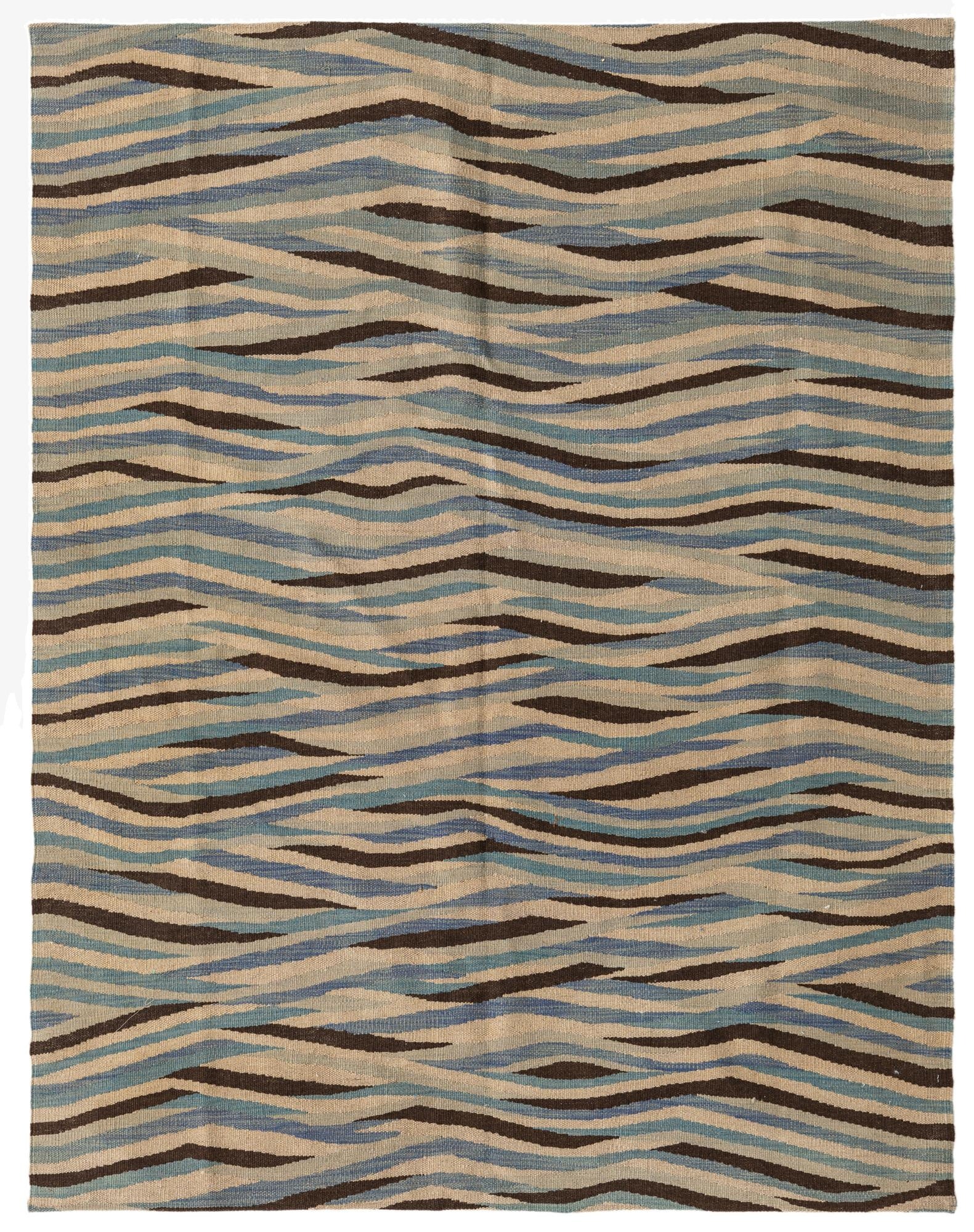  4' 8 x 6'  Hand Woven Kilim Modern Wool Rug
