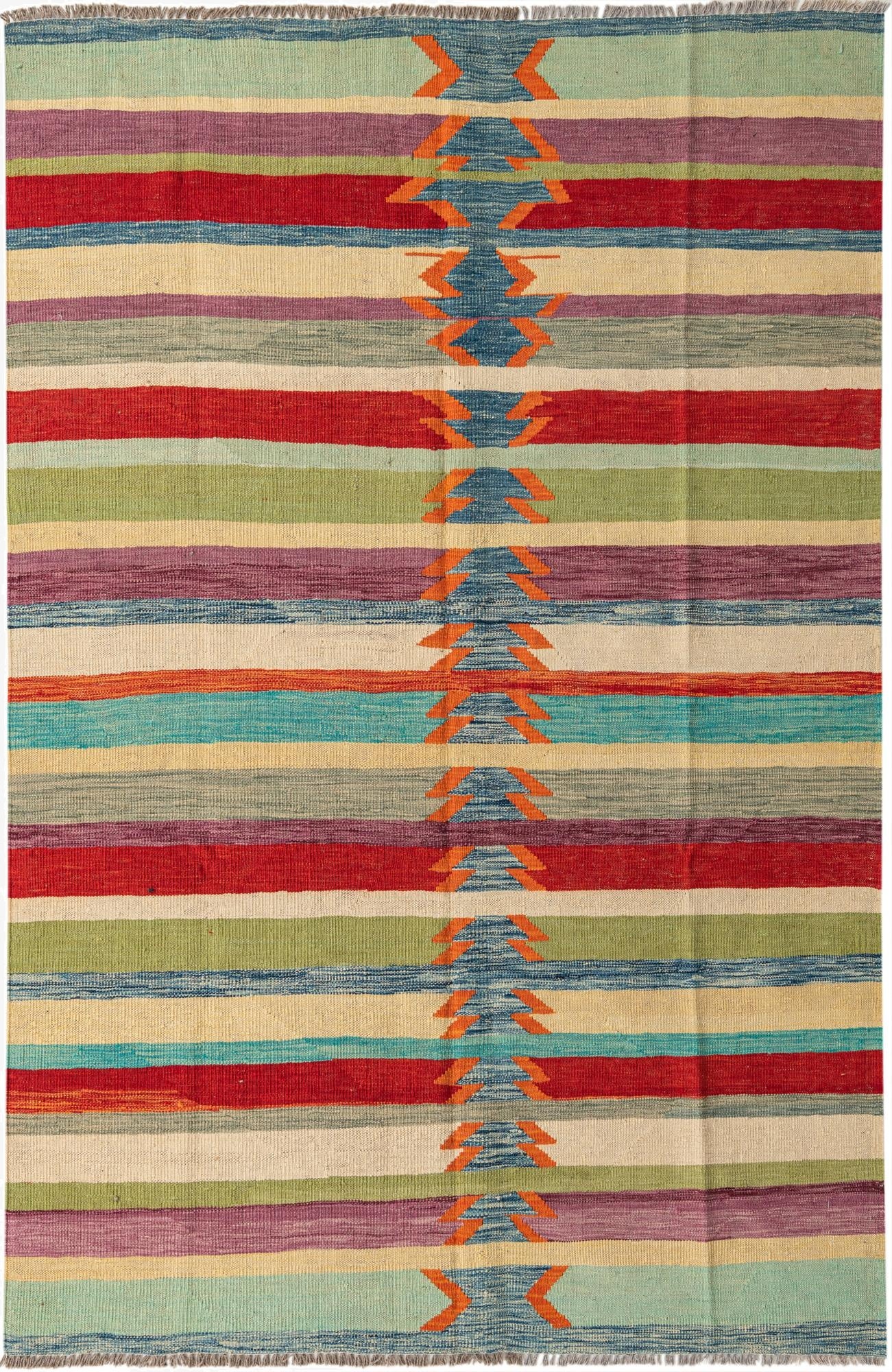  5' 5 x 8' 2  Hand Woven Kilim Modern Wool Rug