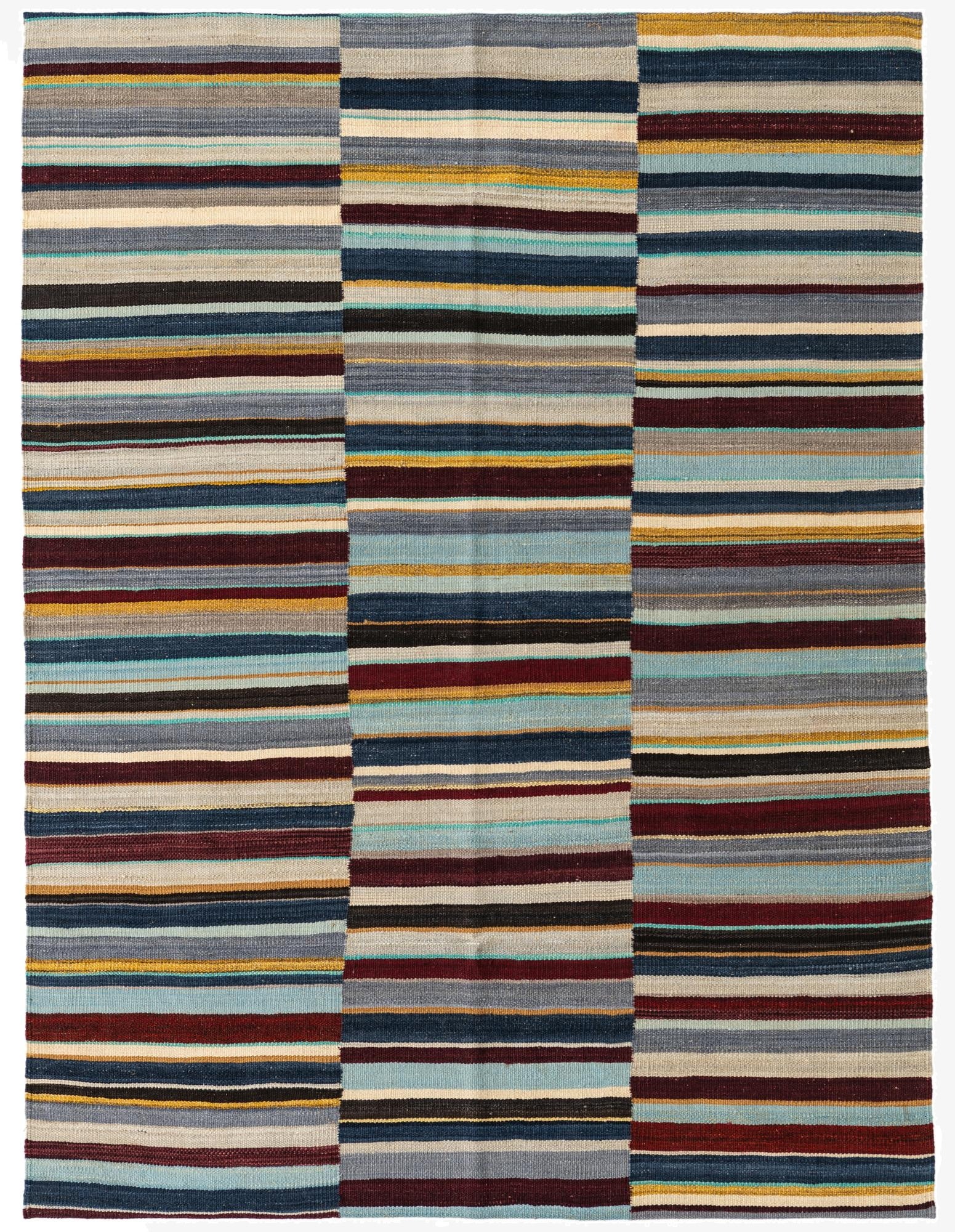  4' 8 x 6' 2  Hand Woven Kilim Modern Wool Rug
