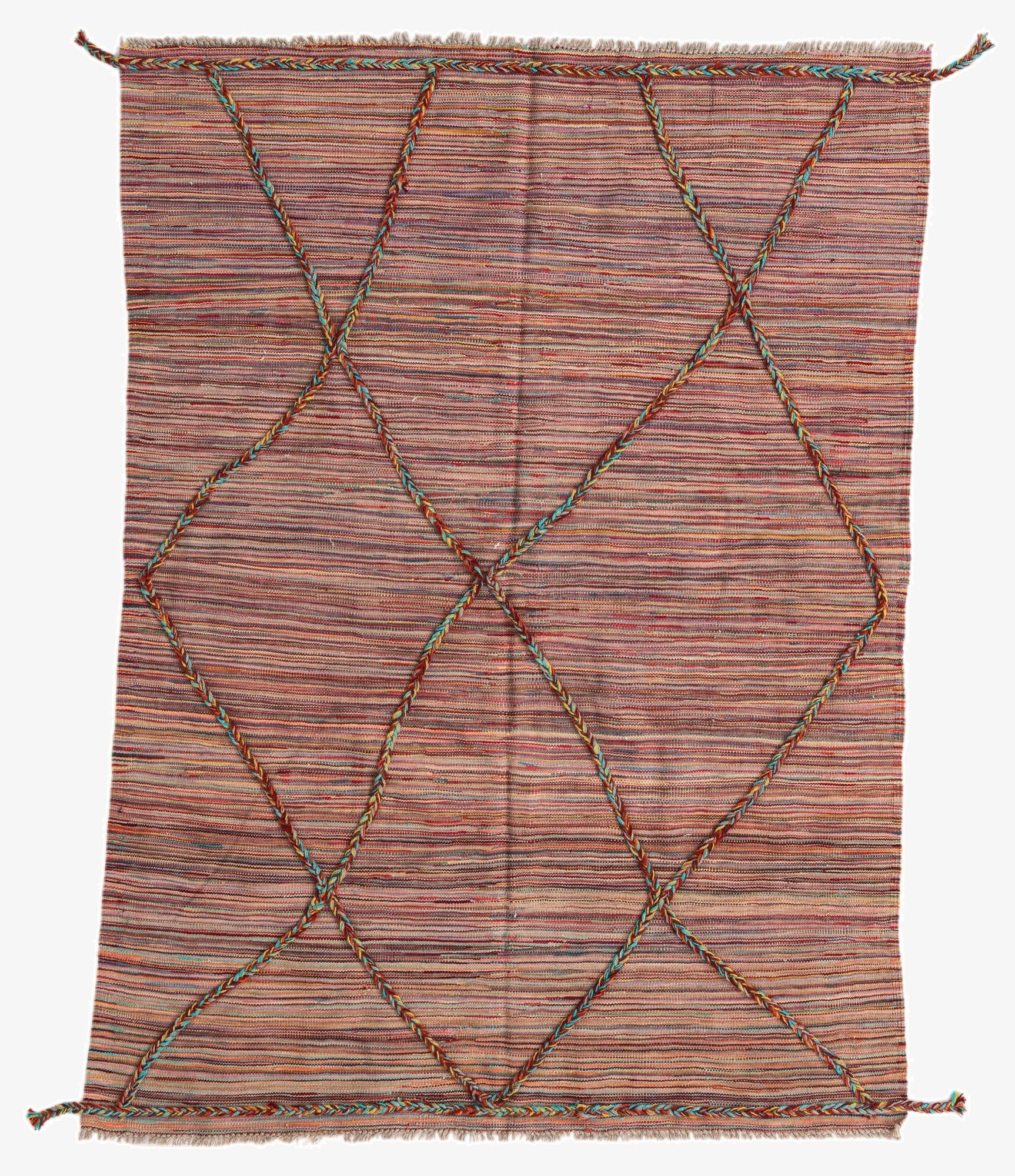  4' 7 x 6' 4  Hand Woven Kilim Modern Wool Rug
