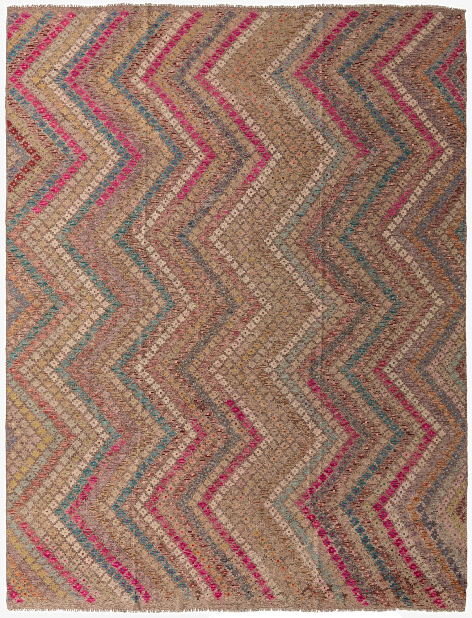  9' 7 x 12' 7  Hand Woven Kilim Modern Wool Rug