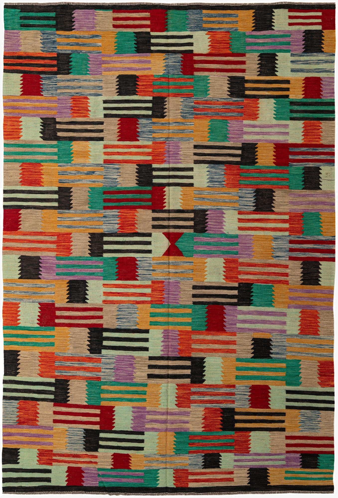  6' 7 x 9' 7  Hand Woven Kilim Modern Wool Rug