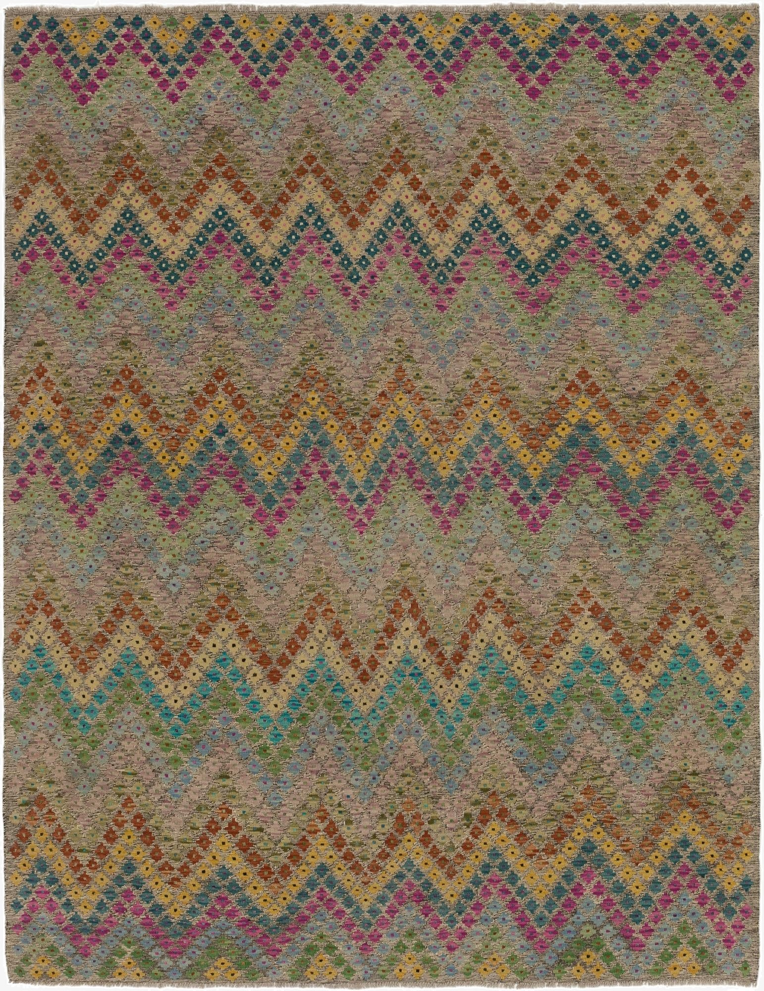  7' 3 x 9' 4  Hand Woven Kilim Modern Wool Rug