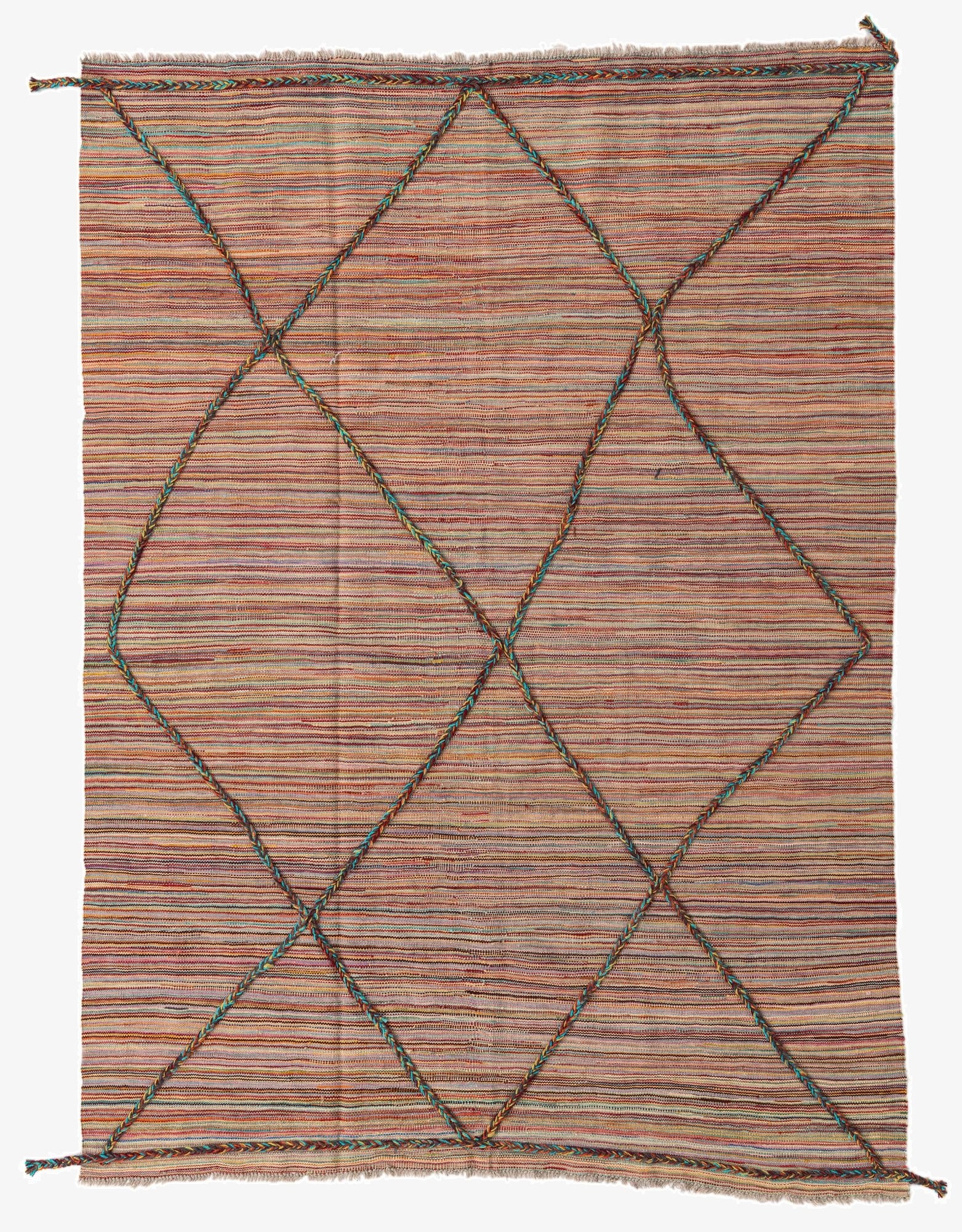  5' 4 x 7' 4  Hand Woven Kilim Modern Wool Rug