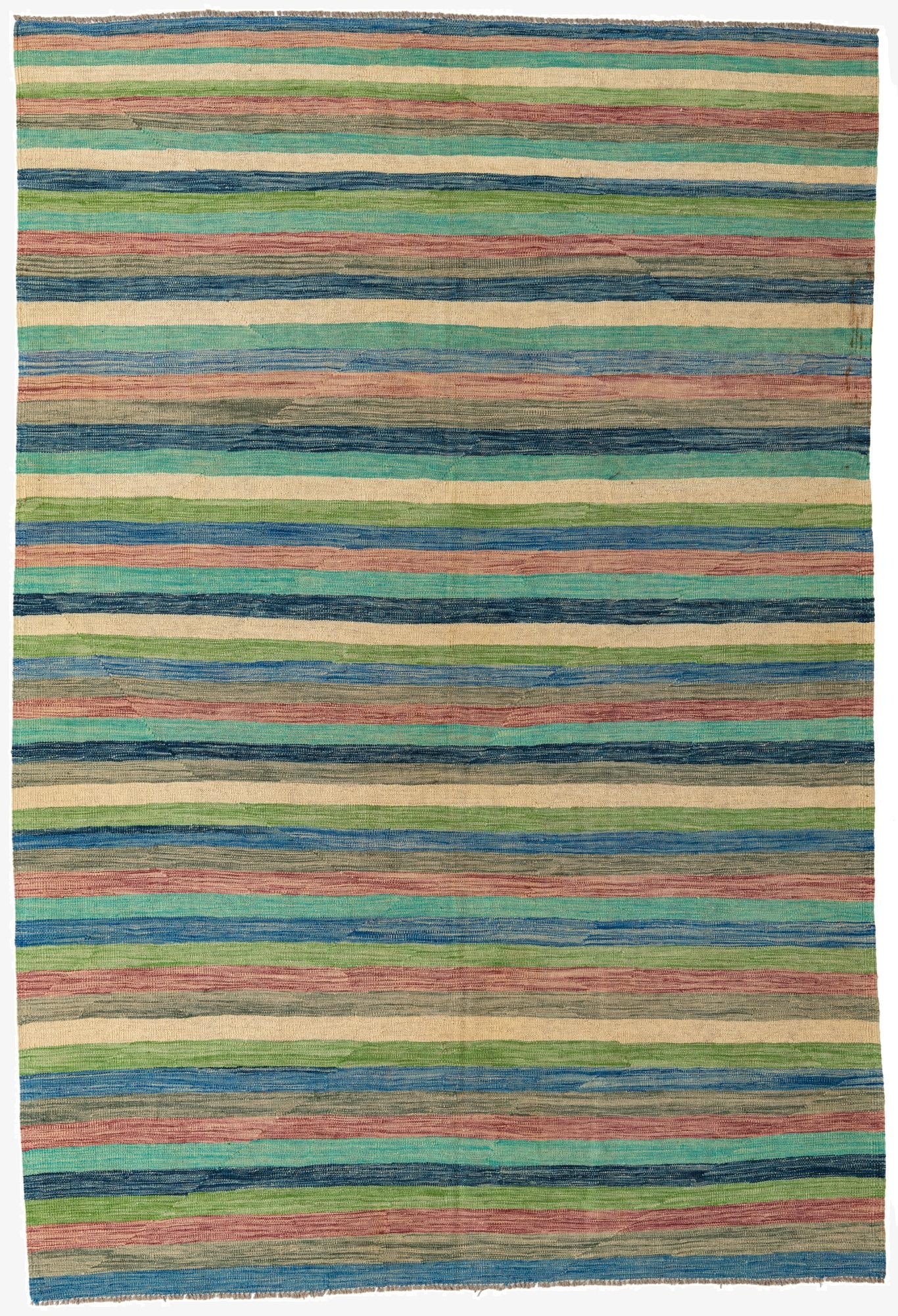  6' 8 x 9' 9  Hand Woven Kilim Modern Wool Rug