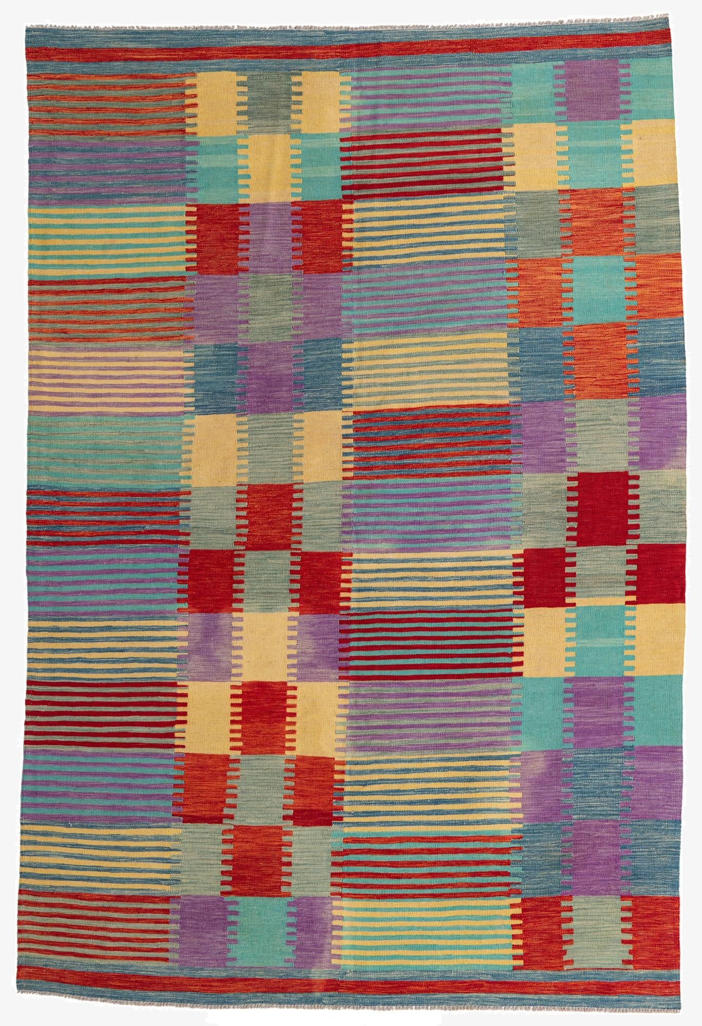  6' 7 x 9' 9  Hand Woven Kilim Modern Wool Rug