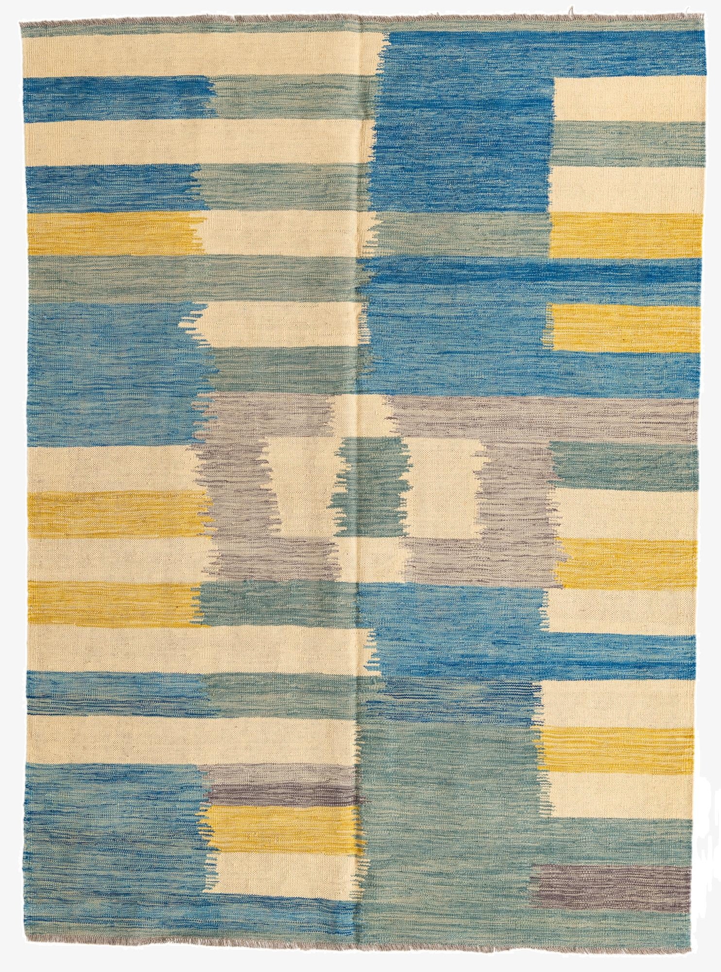  5' 8 x 7' 9  Hand Woven Kilim Modern Wool Rug