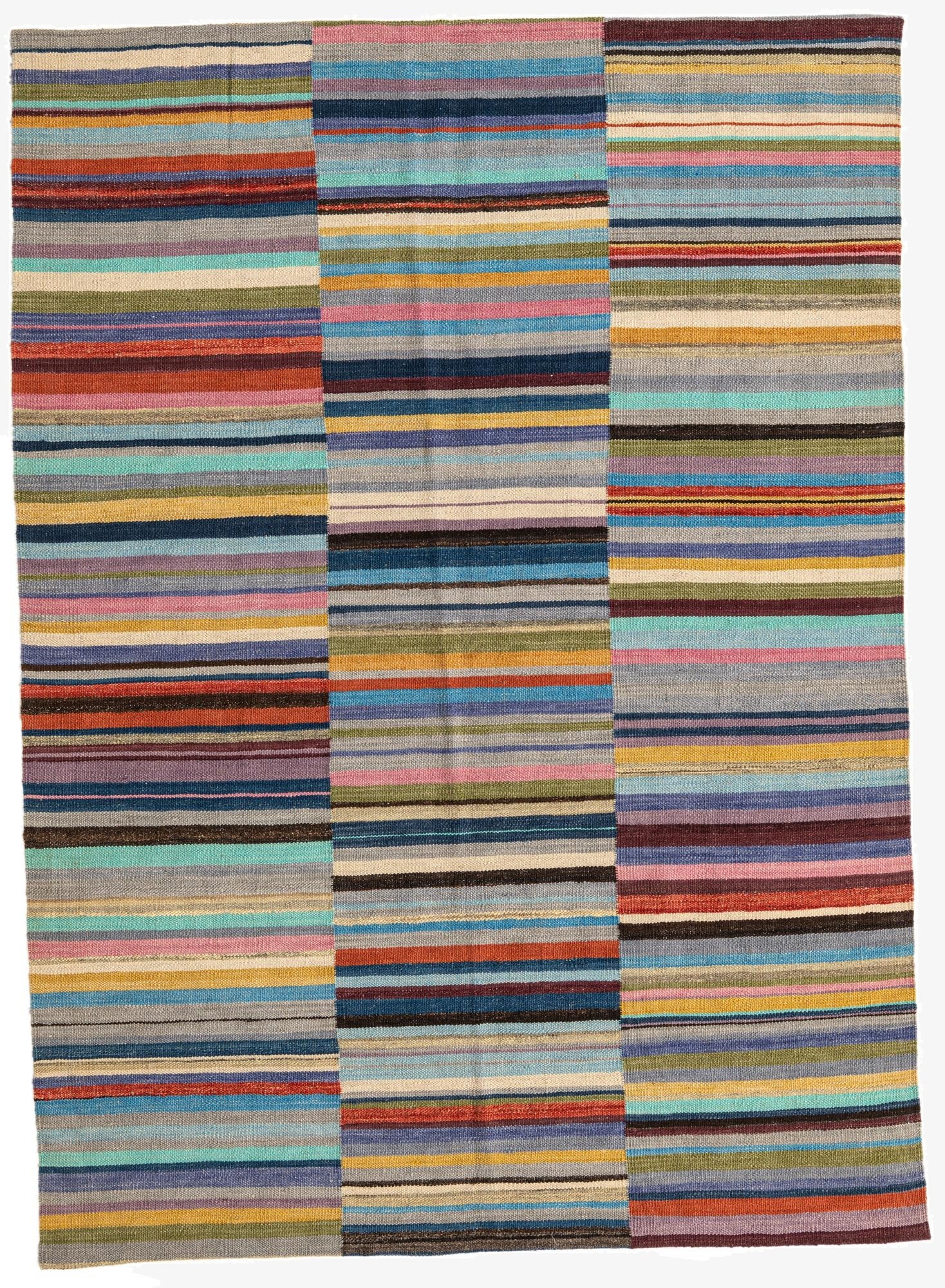  4' 7 x 6' 4  Hand Woven Kilim Modern Wool Rug