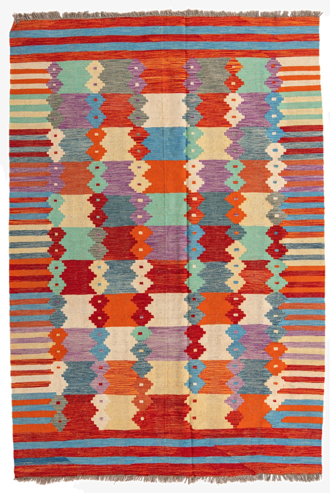  6' 7 x 9' 5  Hand Woven Kilim Modern Wool Rug