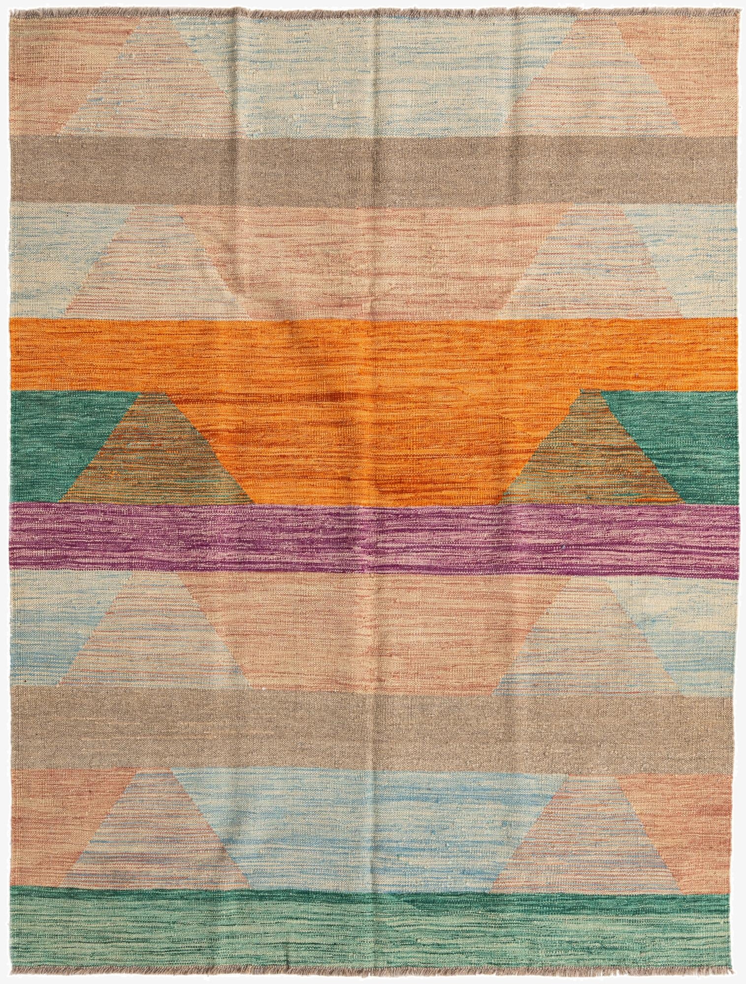  4' 11 x 7' 7  Hand Woven Kilim Modern Wool Rug