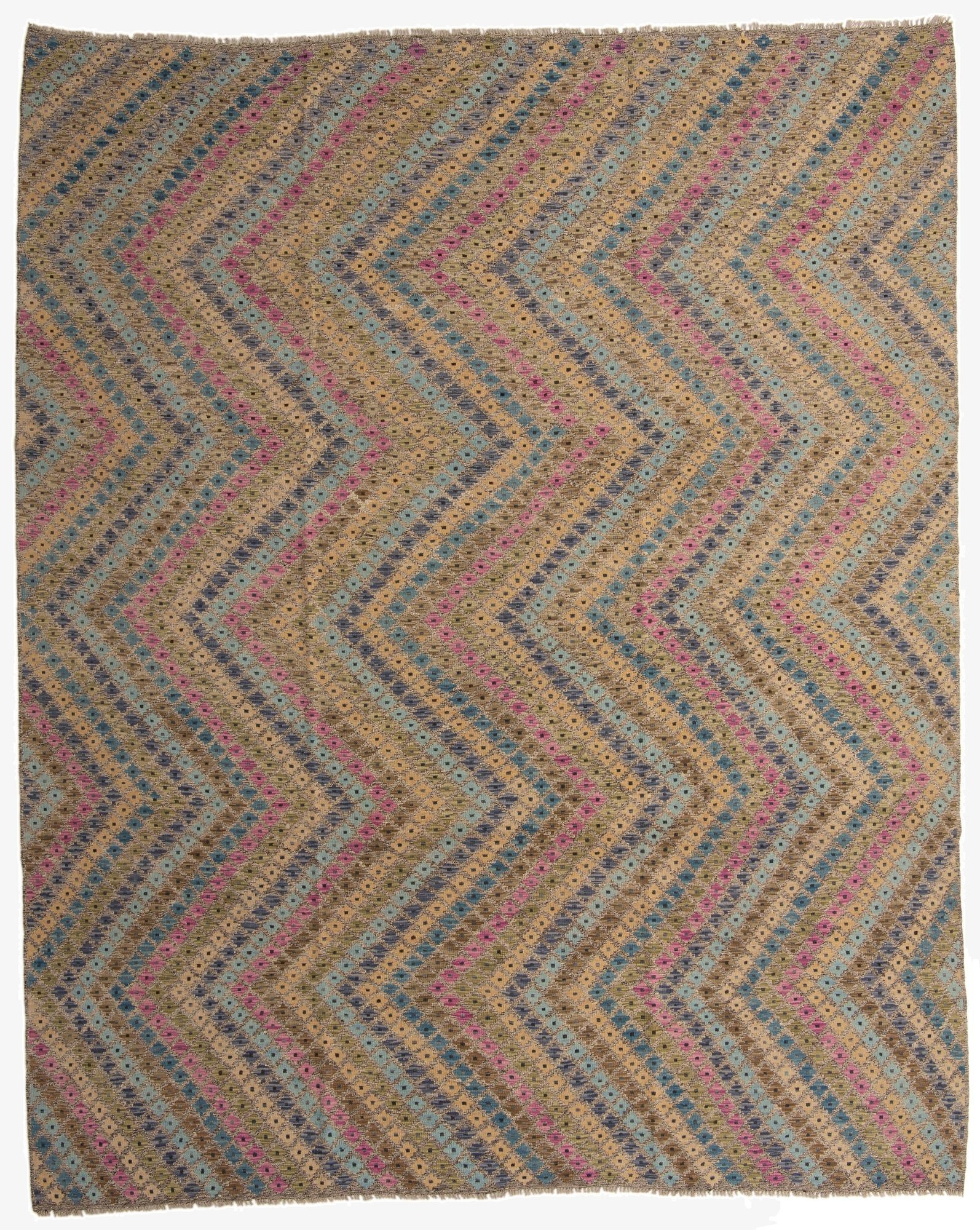  10' 8 x 13' 1  Hand Woven Kilim Modern Wool Rug