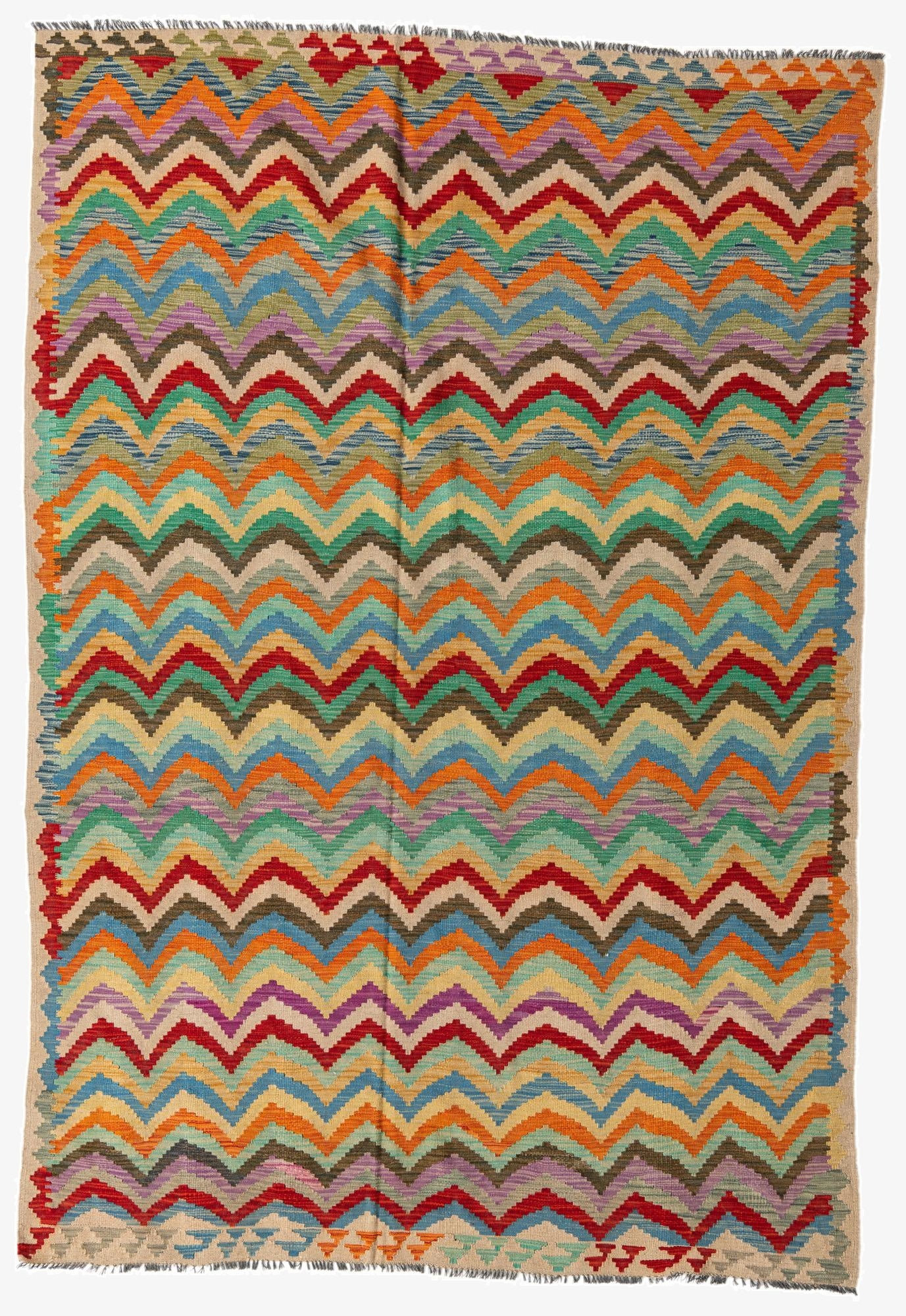  6' 8 x 9' 6  Hand Woven Kilim Modern Wool Rug