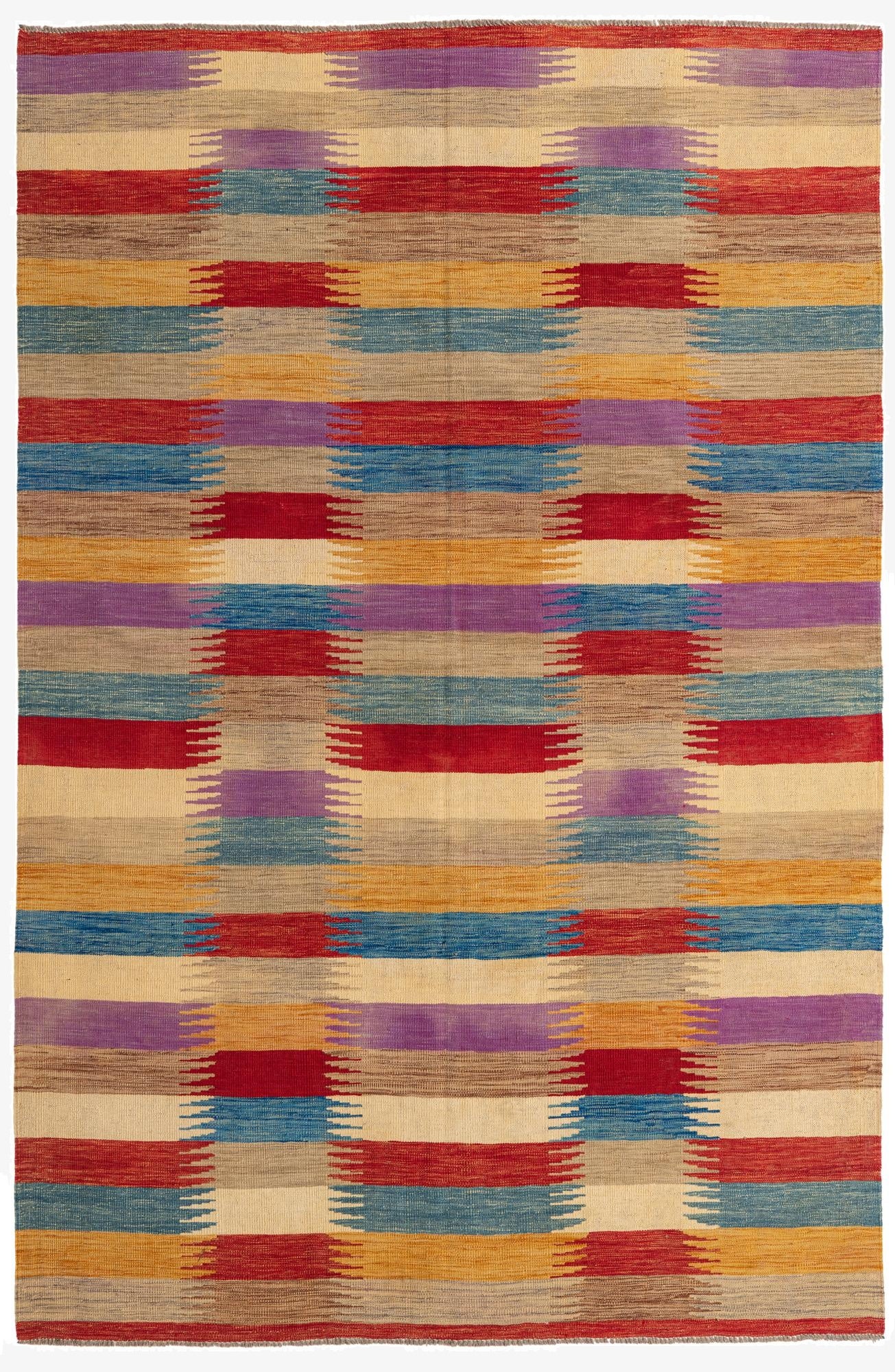  6' 4 x 9' 8  Hand Woven Kilim Modern Wool Rug