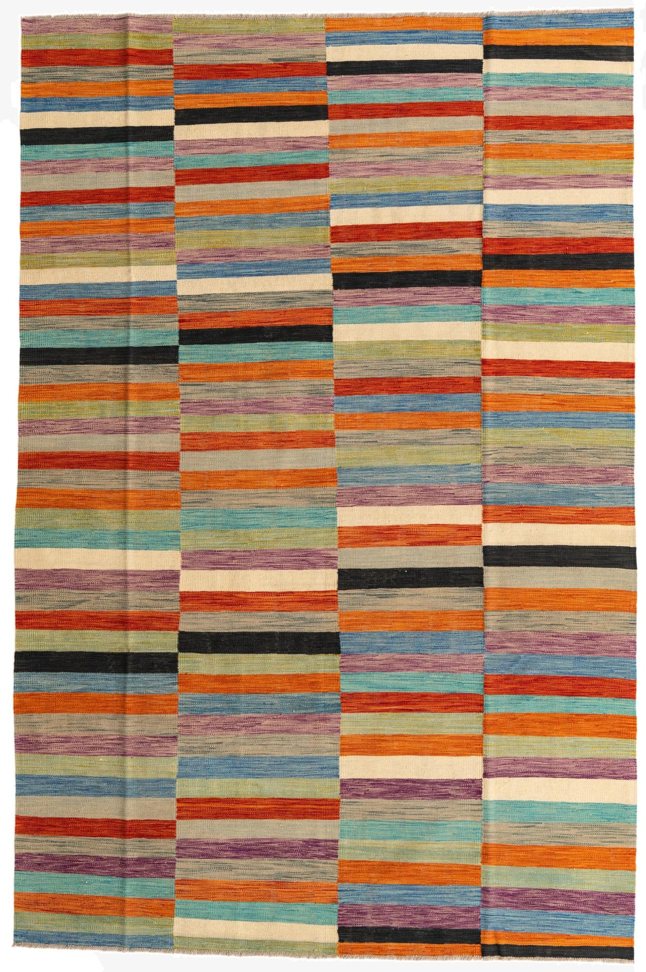  6' 4 x 9' 8  Hand Woven Kilim Modern Wool Rug