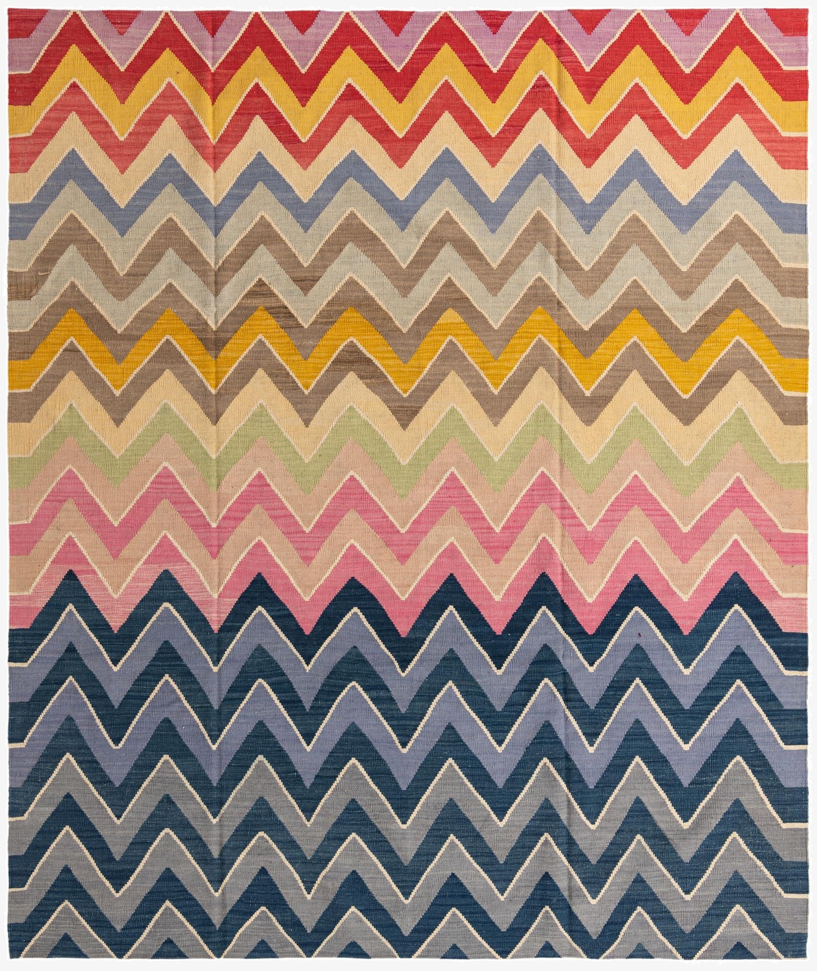  8' 7 x 10' 2  Hand Woven Kilim Modern Wool Rug