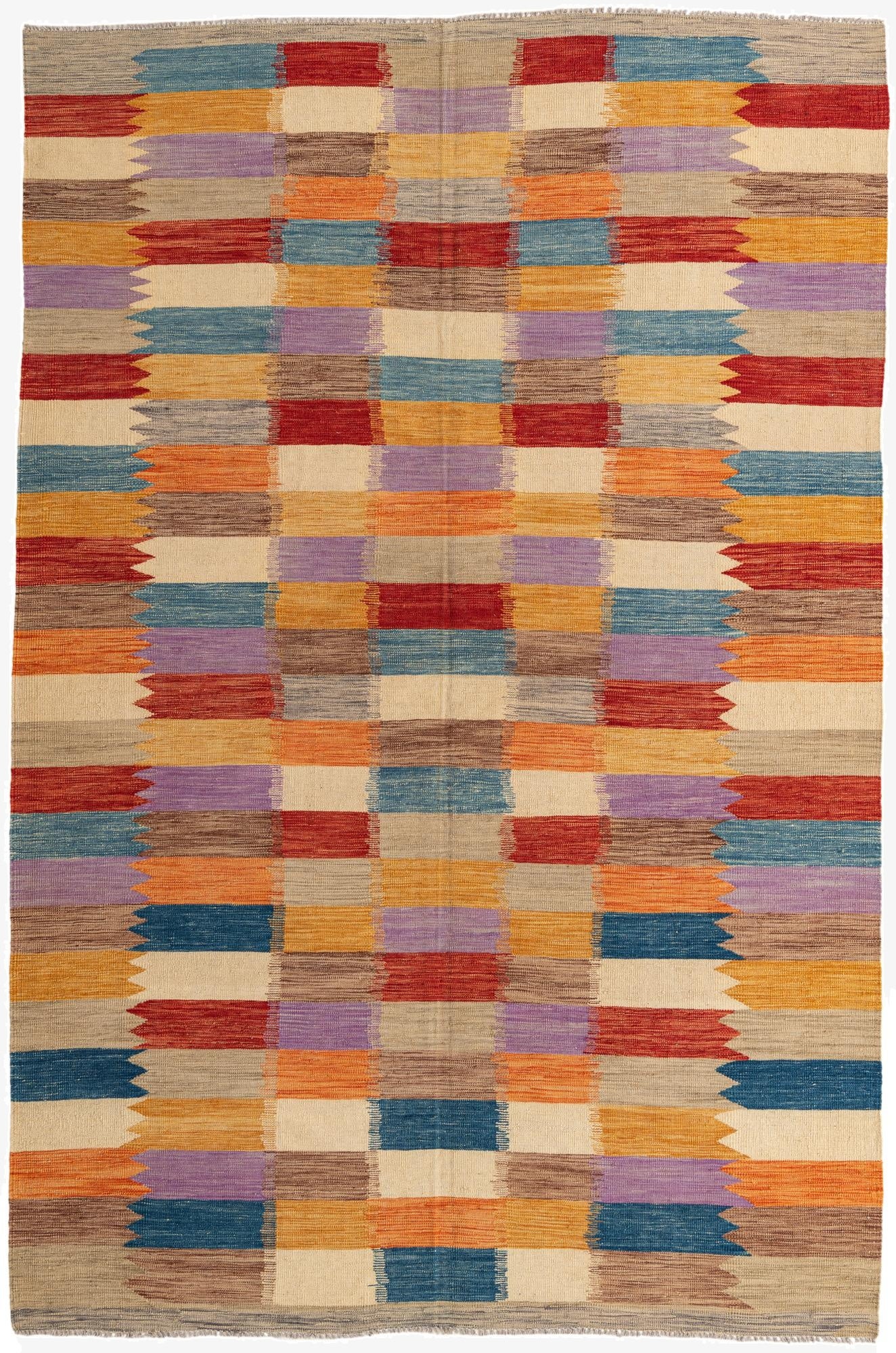  6' 7 x 9' 9  Hand Woven Kilim Modern Wool Rug