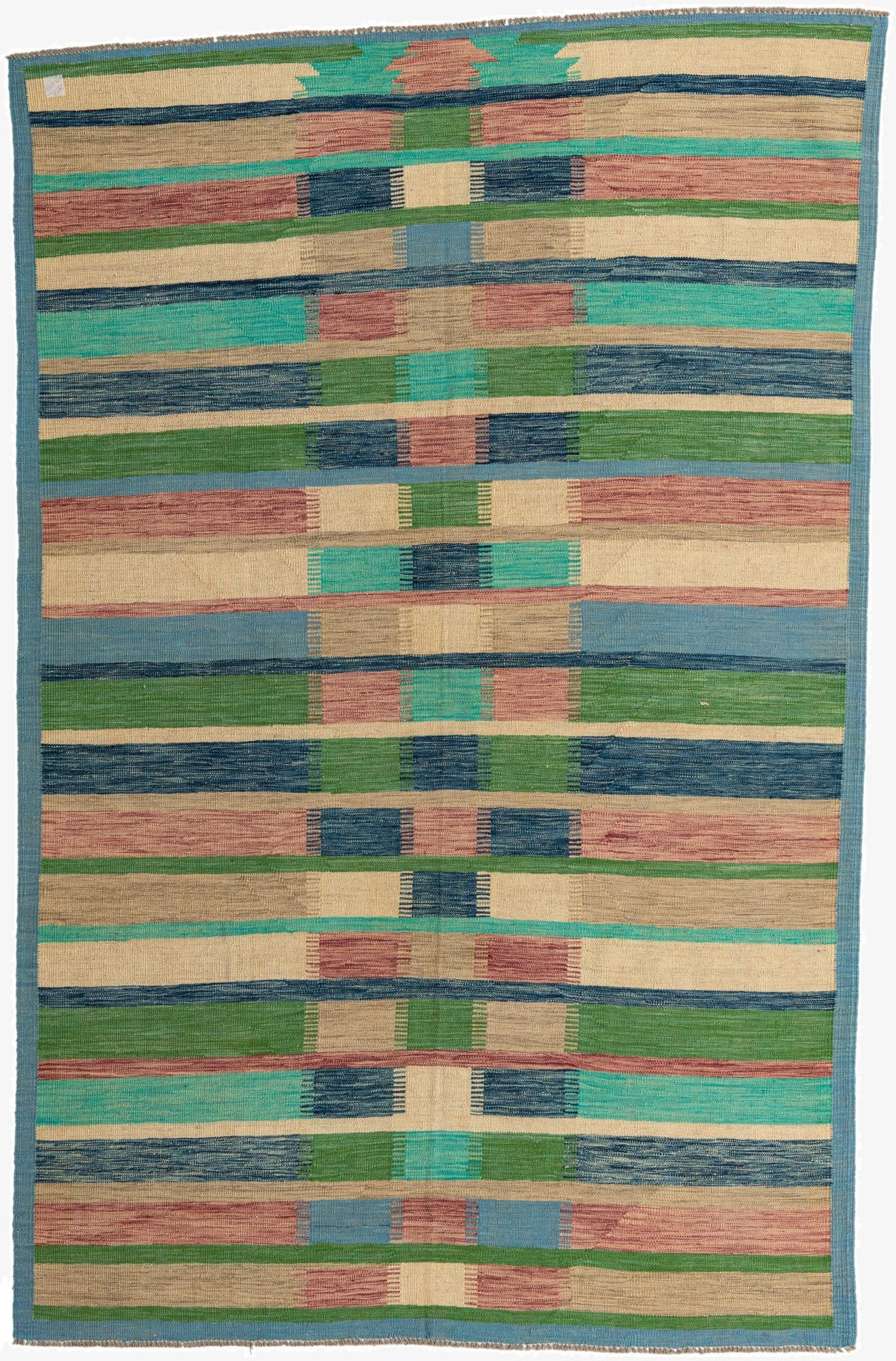  6' 5 x 9' 10  Hand Woven Kilim Modern Wool Rug