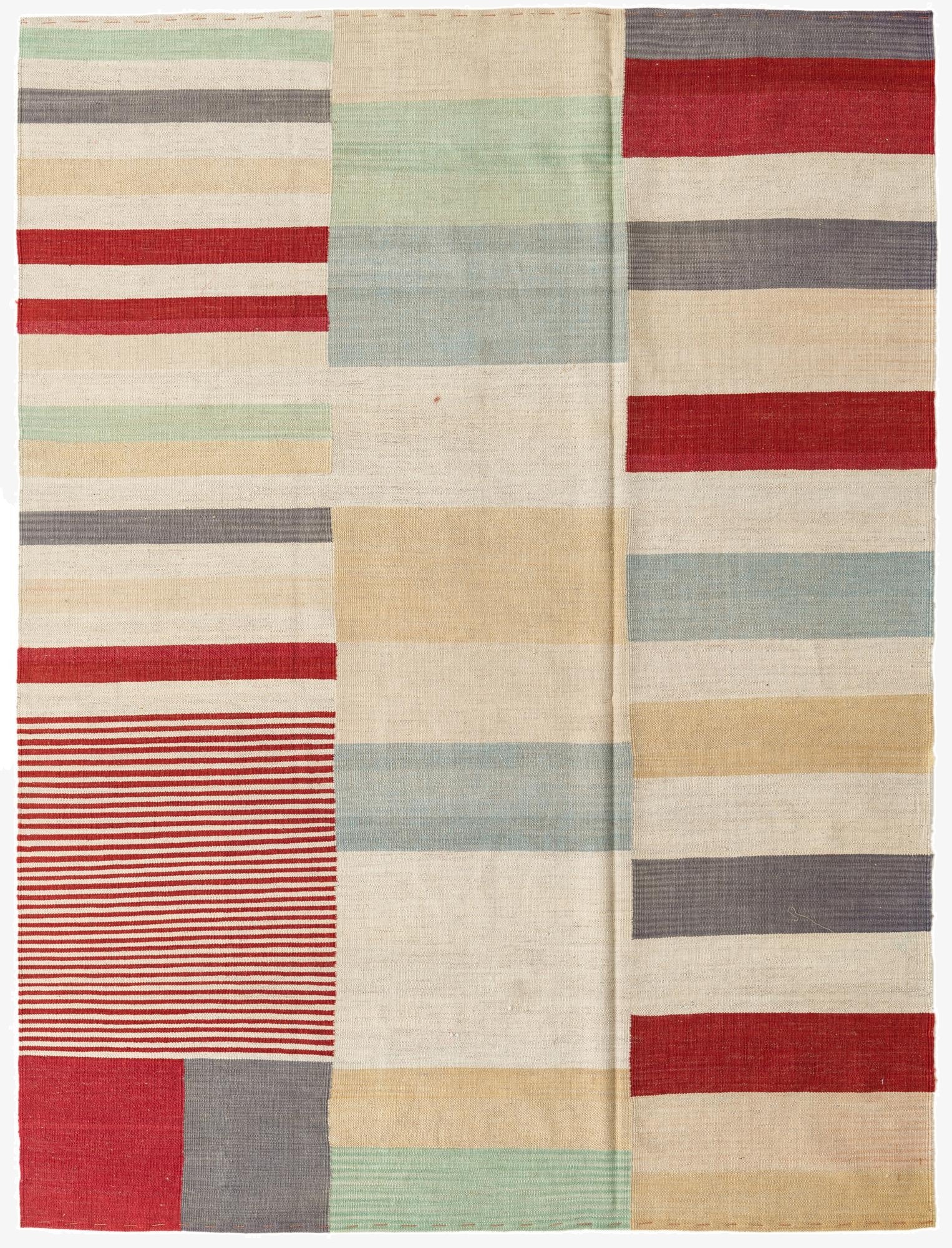  5' 9 x 7' 6  Hand Woven Kilim Modern Wool Rug