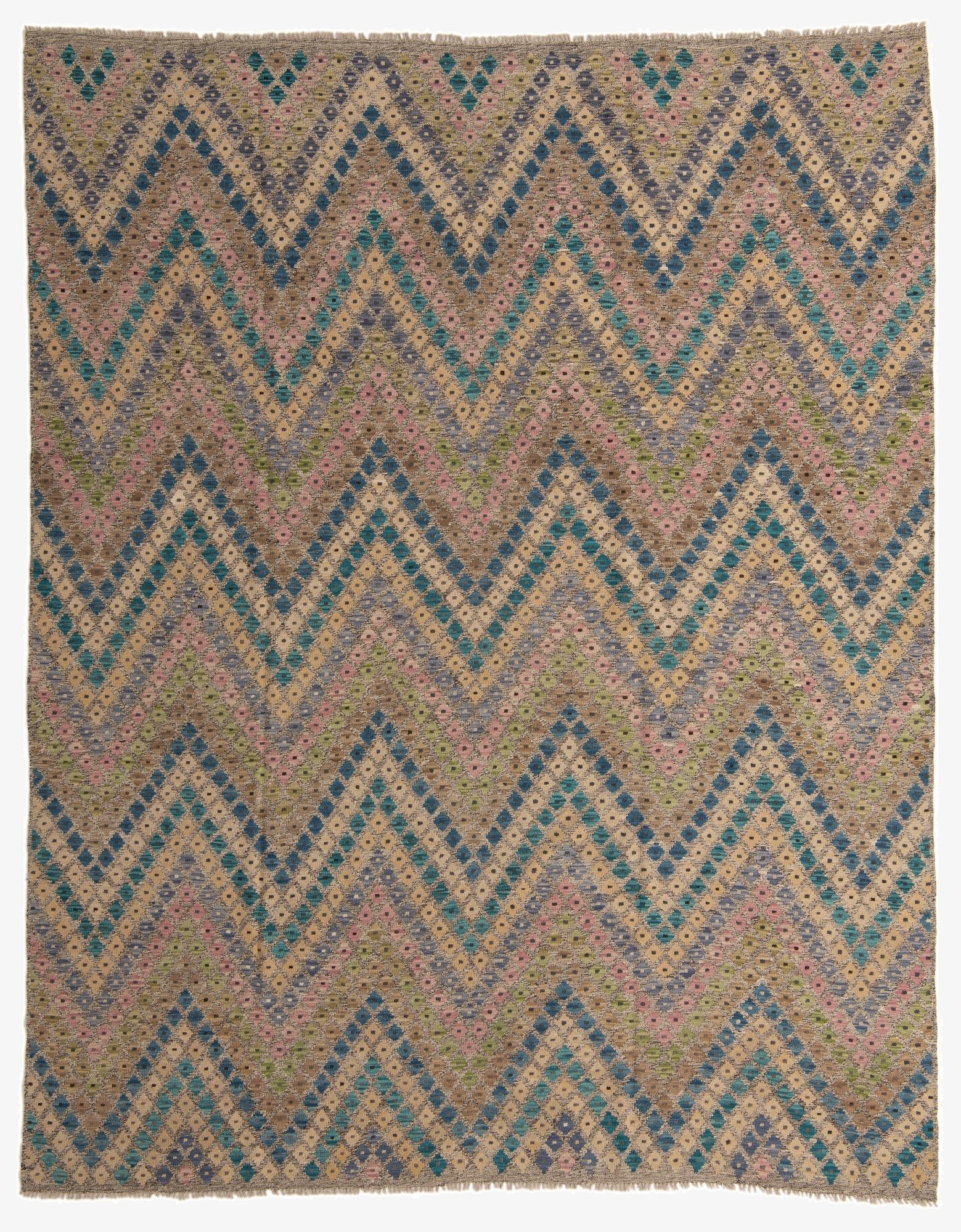  9' x 11' 3  Hand Woven Kilim Modern Wool Rug