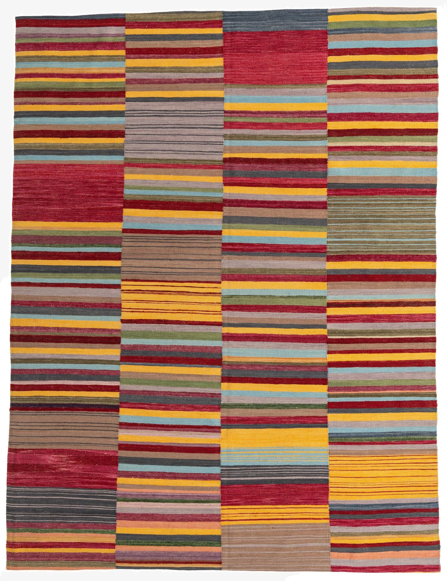  7' 2 x 9' 5  Hand Woven Kilim Modern Wool Rug