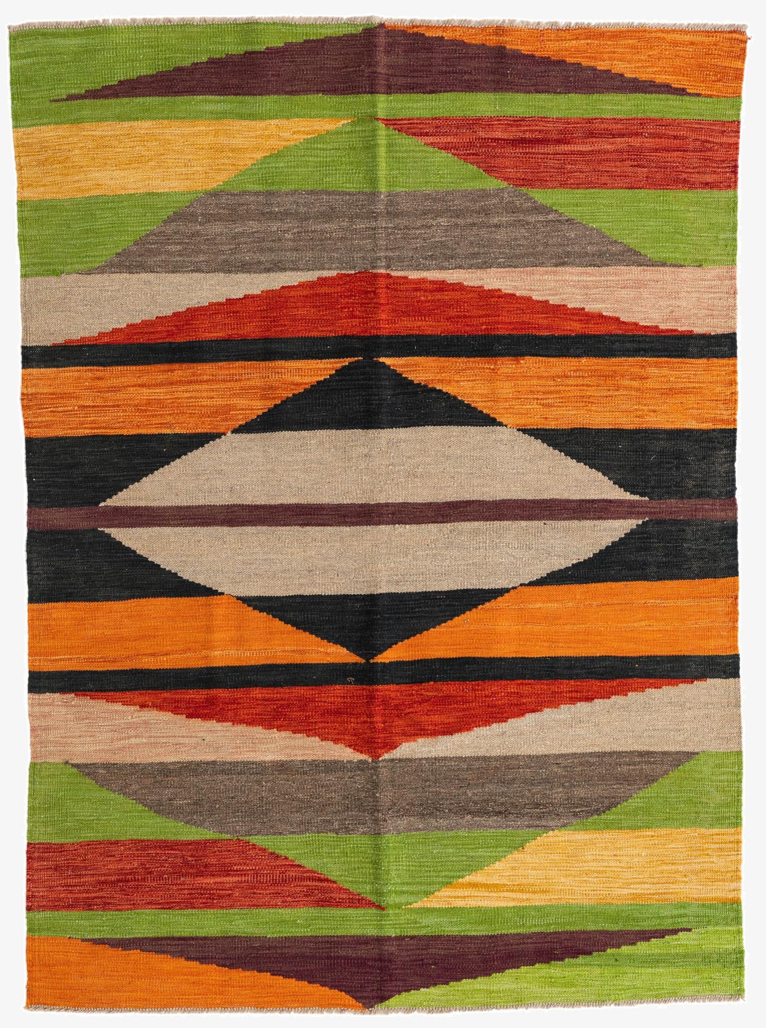  4' 8 x 6' 6  Hand Woven Kilim Modern Wool Rug