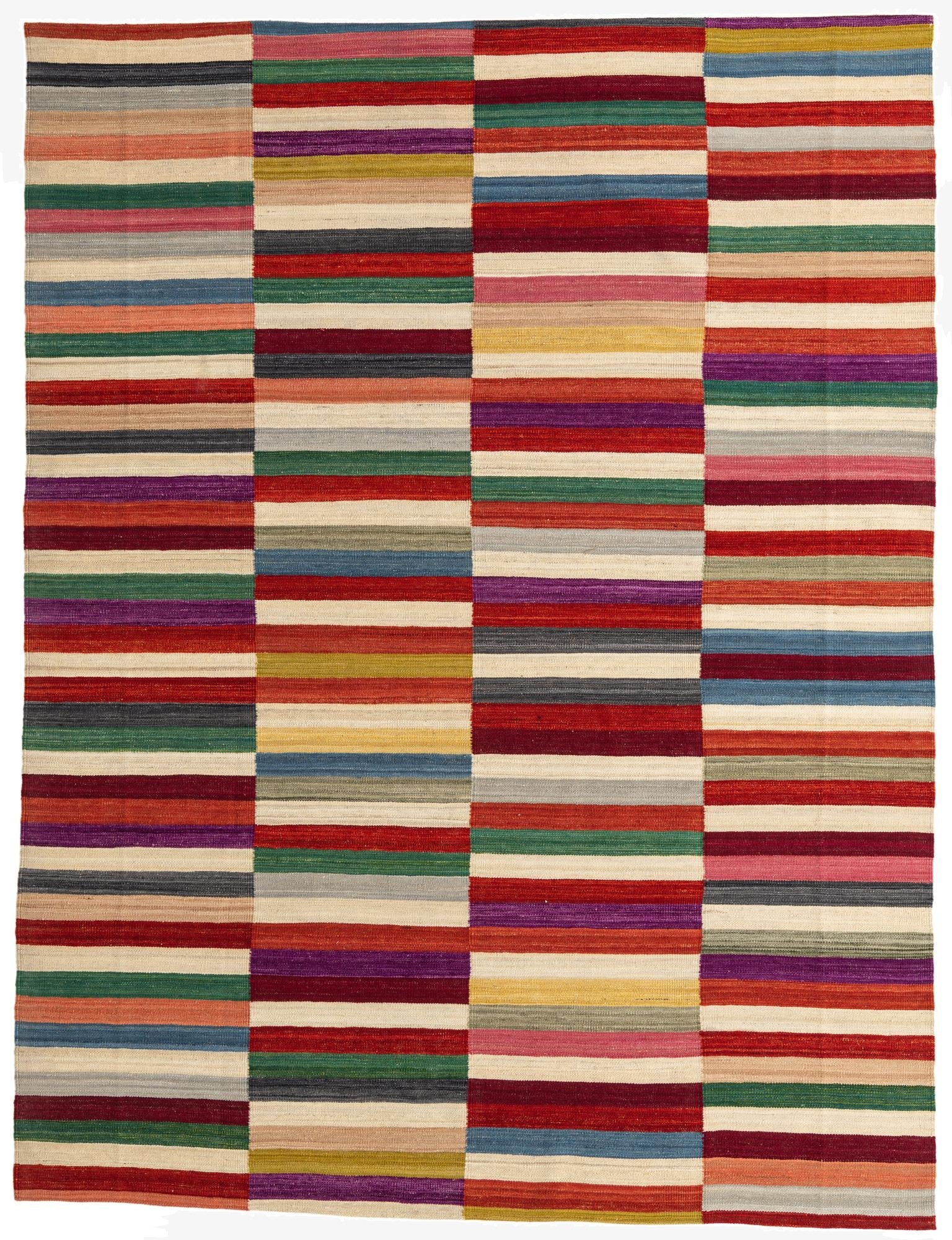  7' 3 x 9' 6  Hand Woven Kilim Modern Wool Rug