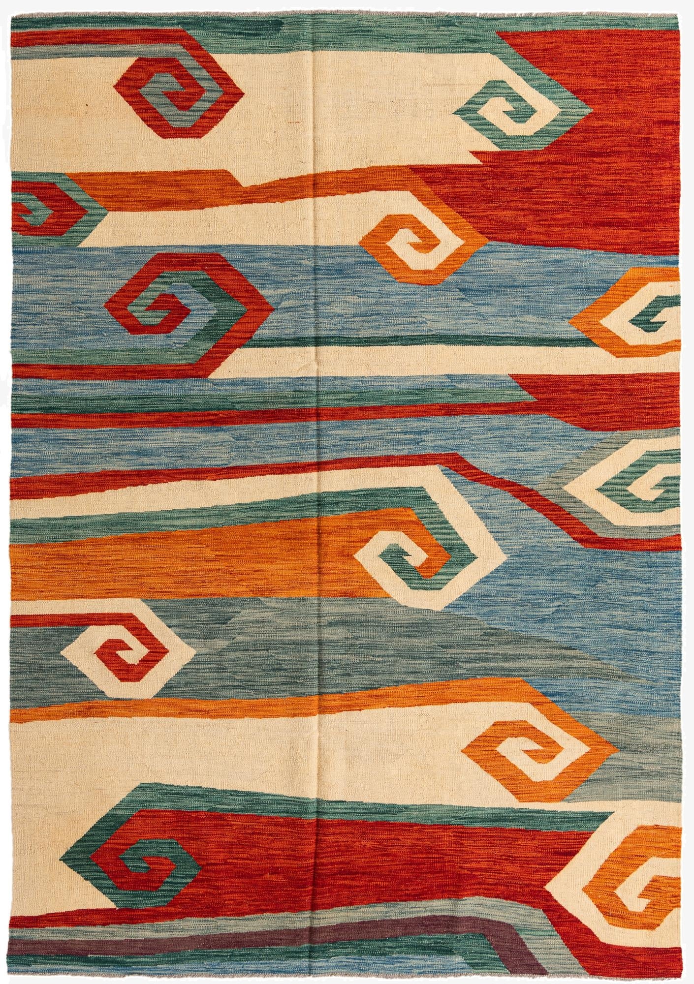  6' 9 x 9' 9  Hand Woven Kilim Modern Wool Rug