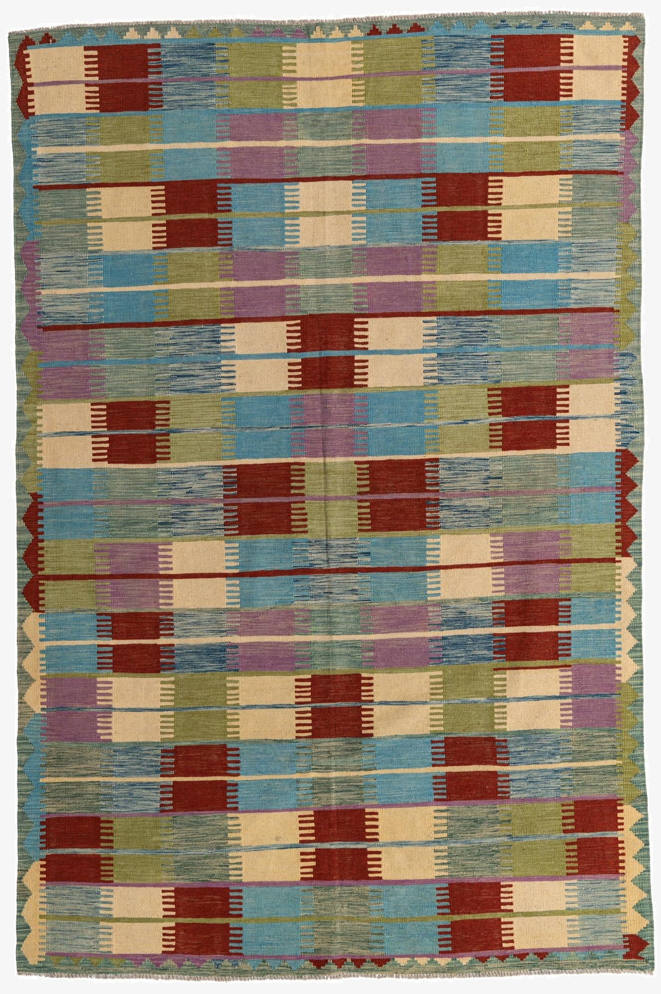 6' 6 x 9' 9  Hand Woven Kilim Modern Wool Rug
