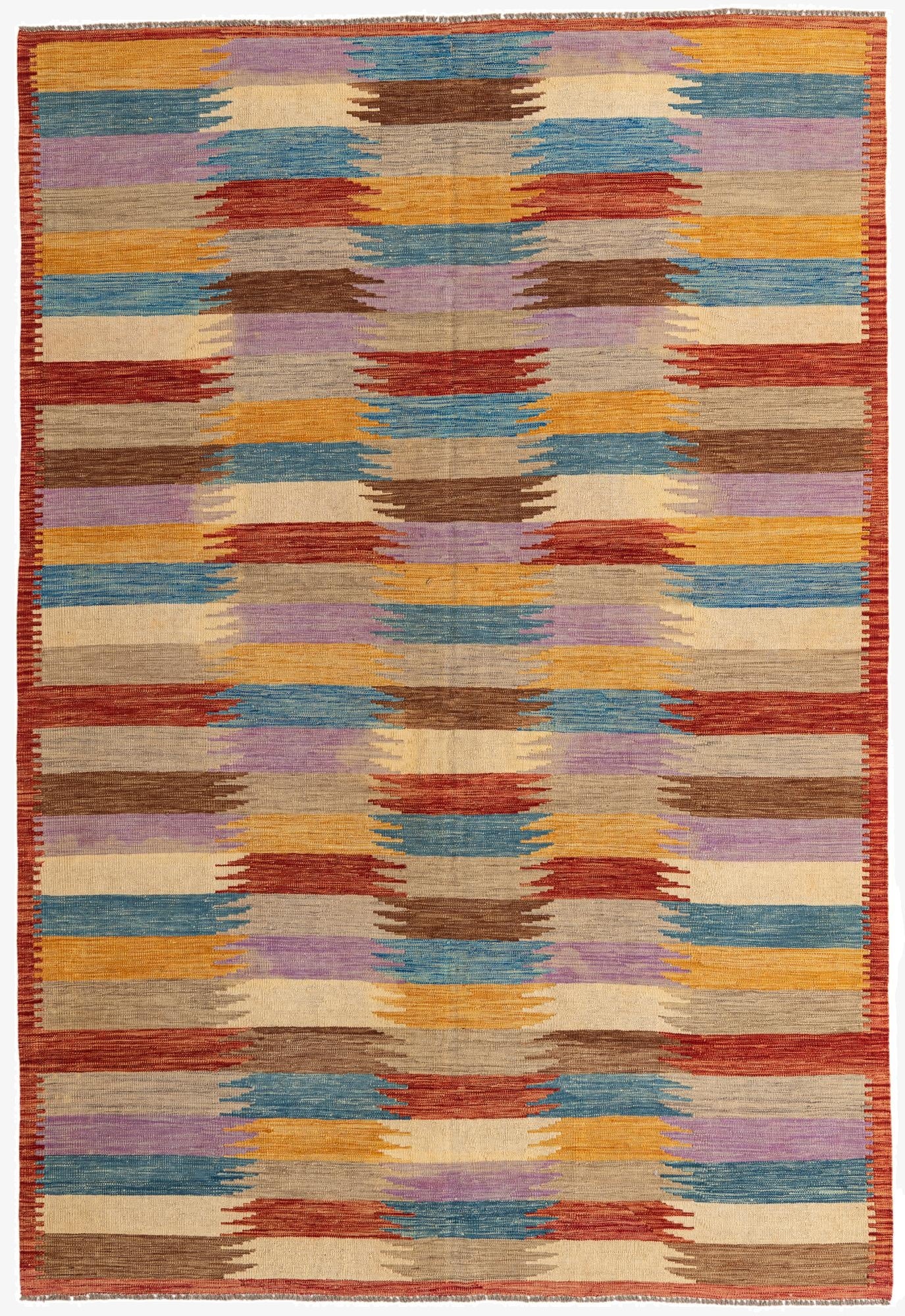  6' 8 x 9' 9  Hand Woven Kilim Modern Wool Rug