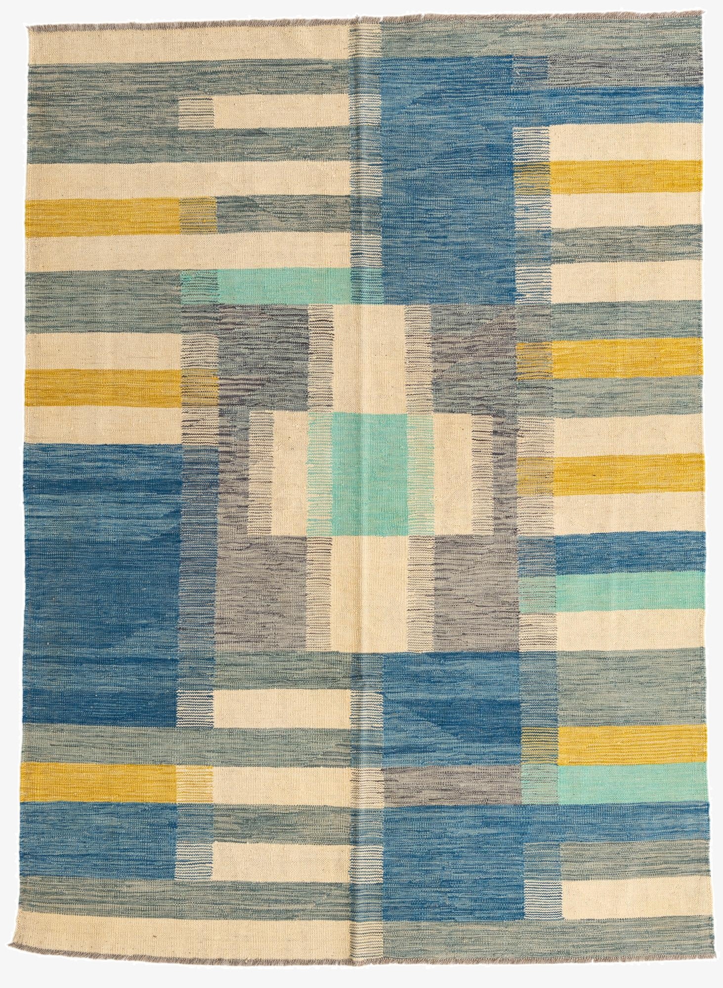  4' 9 x 8'  Hand Woven Kilim Modern Wool Rug