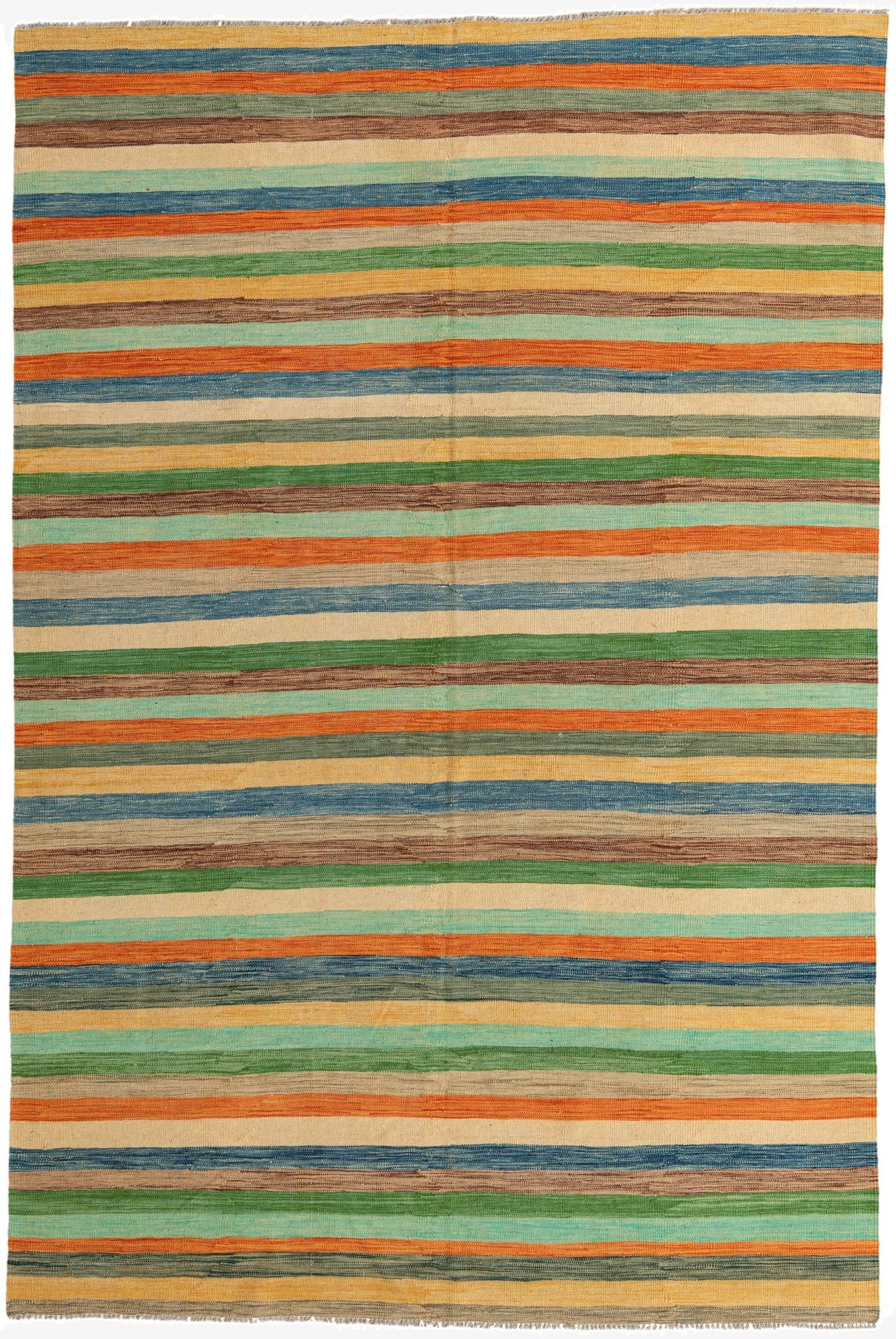  6' 7 x 9' 9  Hand Woven Kilim Modern Wool Rug