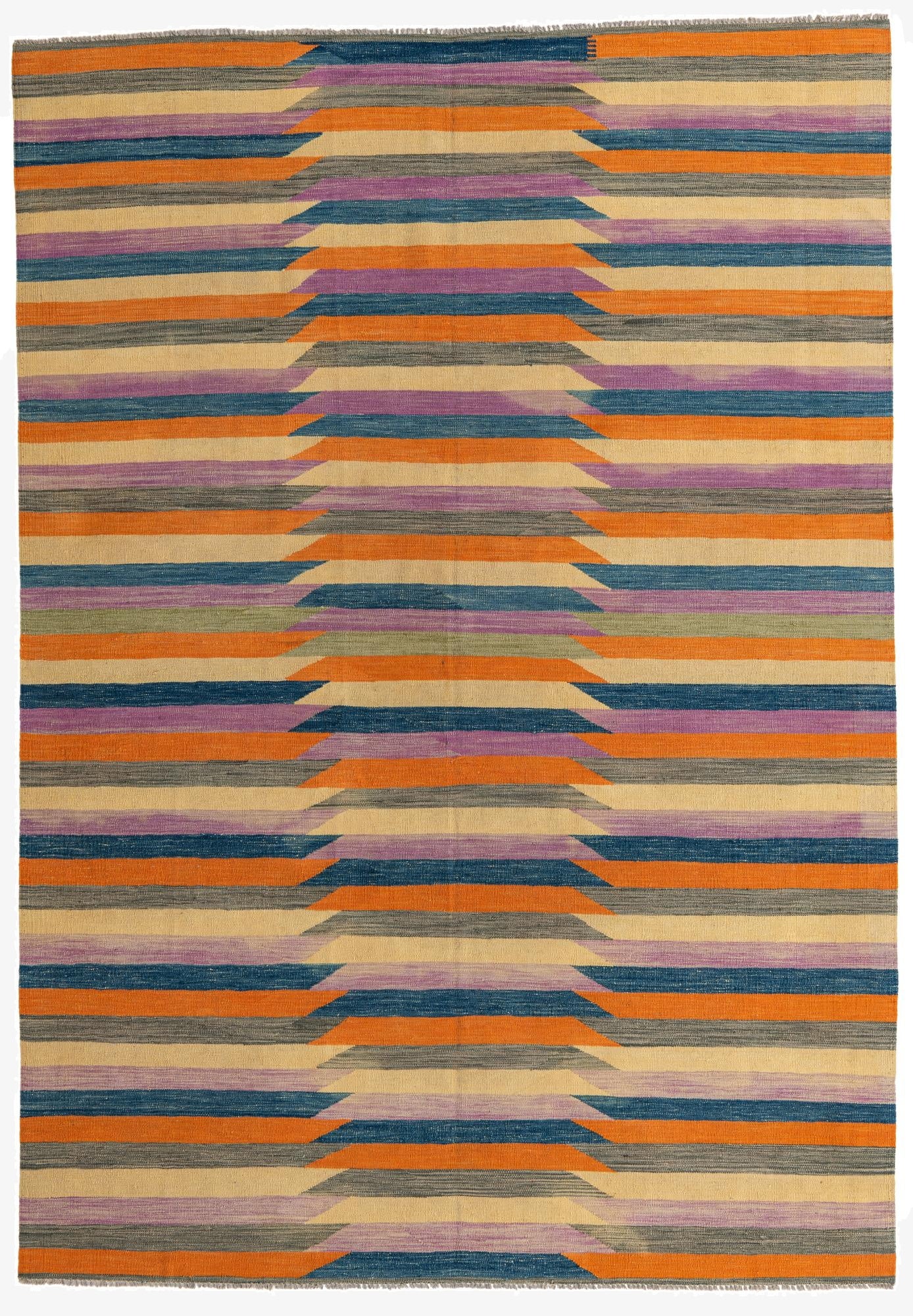  6' 10 x 9' 9  Hand Woven Kilim Modern Wool Rug