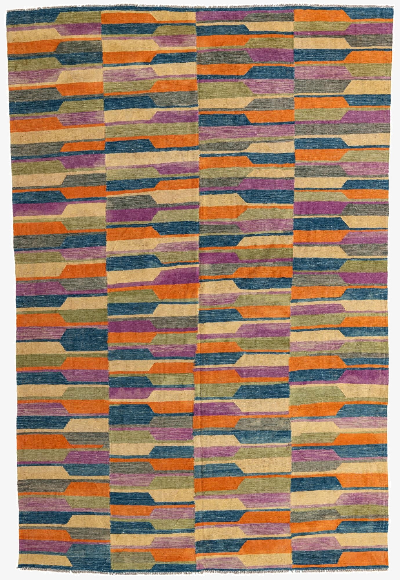  6' 7 x 9' 10  Hand Woven Kilim Modern Wool Rug