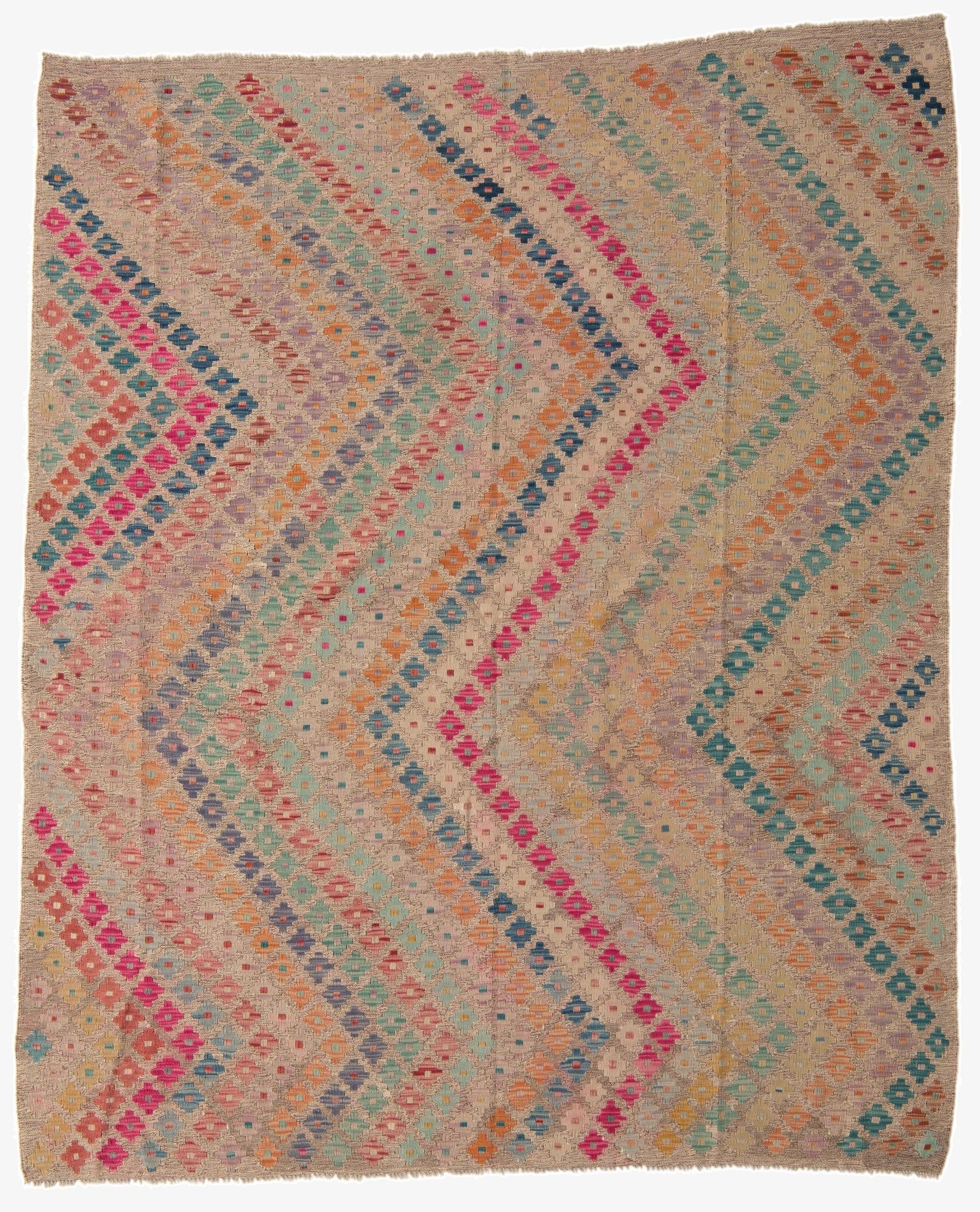  6' 9 x 8' 3  Hand Woven Kilim Modern Wool Rug