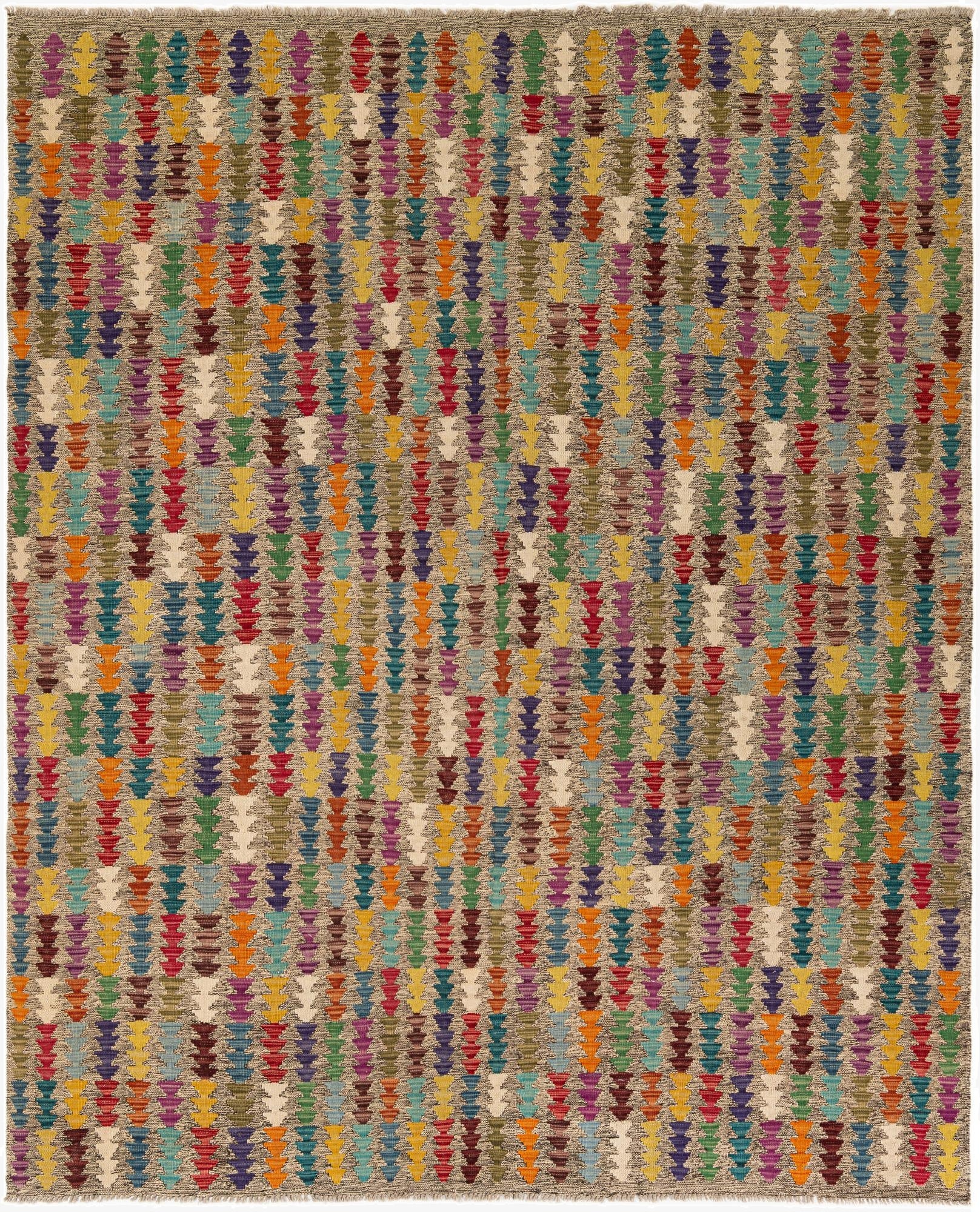  6' 9 x 8' 8  Hand Woven Kilim Modern Wool Rug