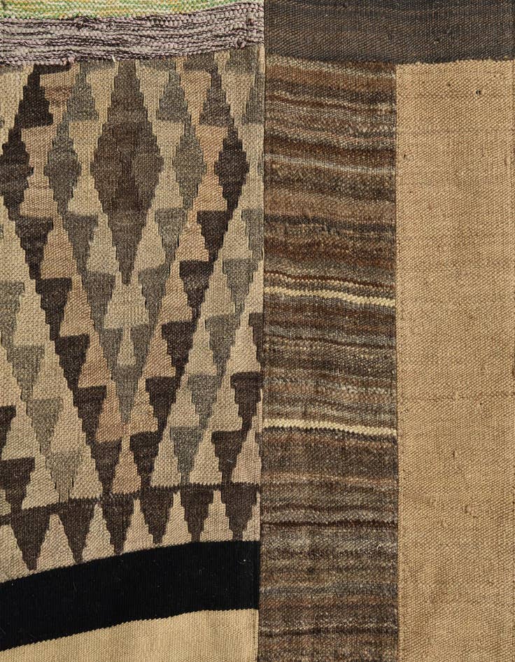 Detail image of  6' 8 x 9' 11  Hand Woven Kilim Patchwork Wool Rug