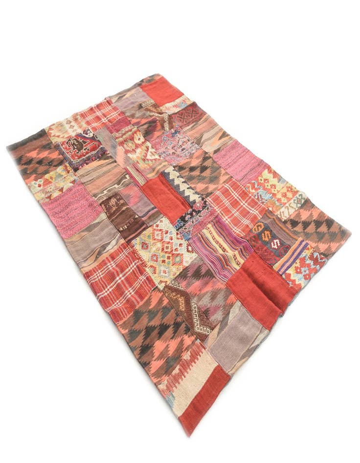 Detail image of  5' x 6' 9  Hand Woven Kilim Patchwork Wool Rug