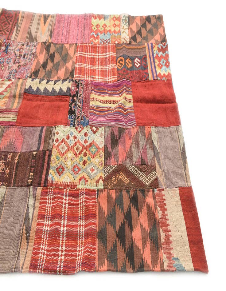 Detail image of  5' x 6' 9  Hand Woven Kilim Patchwork Wool Rug