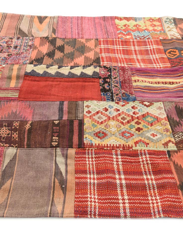 Detail image of  5' x 6' 9  Hand Woven Kilim Patchwork Wool Rug