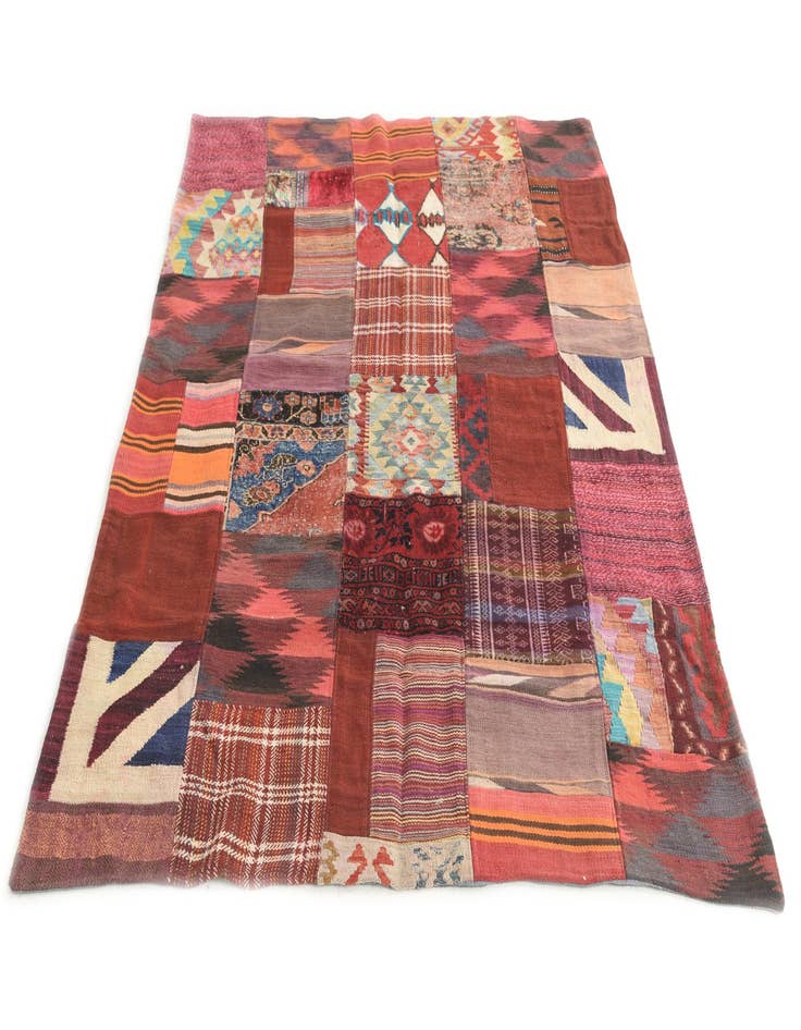 Detail image of  5' x 6' 8  Hand Woven Kilim Patchwork Wool Rug