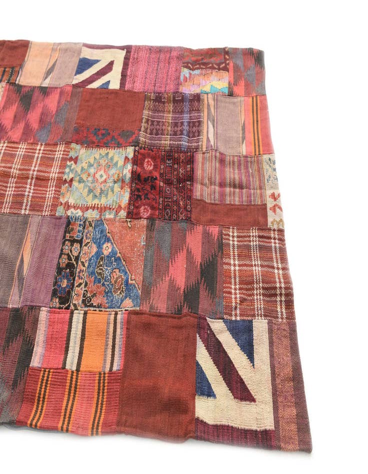 Detail image of  5' x 6' 8  Hand Woven Kilim Patchwork Wool Rug
