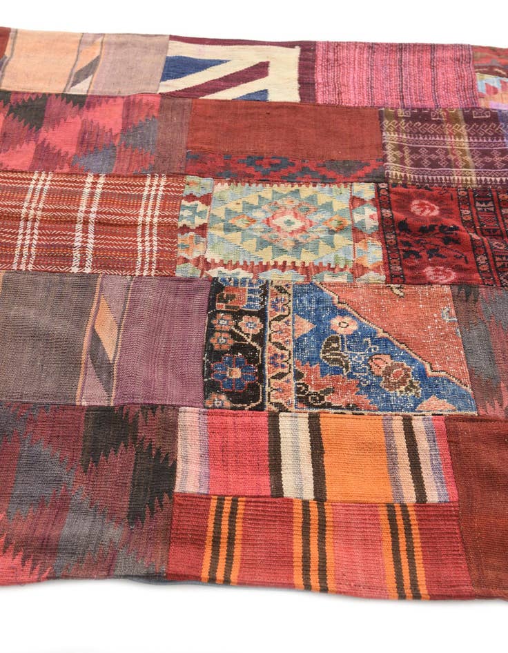 Detail image of  5' x 6' 8  Hand Woven Kilim Patchwork Wool Rug