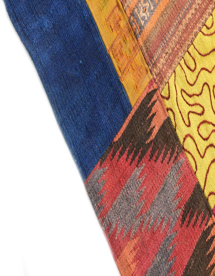 Detail image of 4' 3 x 5' 10 Hand Woven Kilim Patchwork Wool Rug