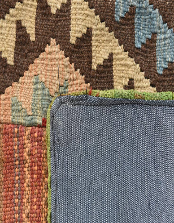Detail image of 4' 3 x 5' 10 Hand Woven Kilim Patchwork Wool Rug