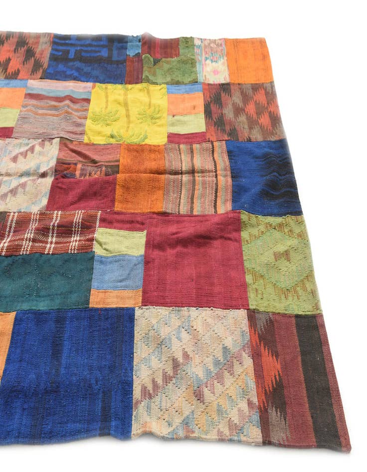 Detail image of  5' 7 x 7' 10  Hand Woven Kilim Patchwork Wool Rug
