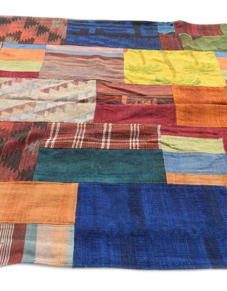 Detail image of  5' 7 x 7' 10  Hand Woven Kilim Patchwork Wool Rug