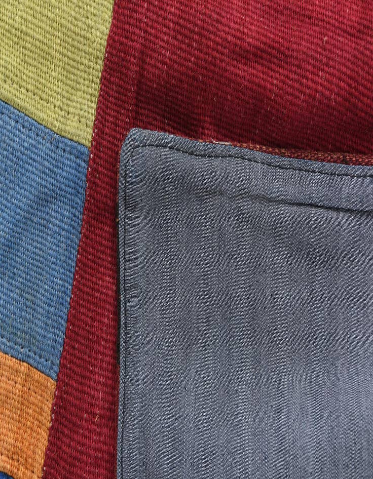 Detail image of  5' 7 x 7' 10  Hand Woven Kilim Patchwork Wool Rug